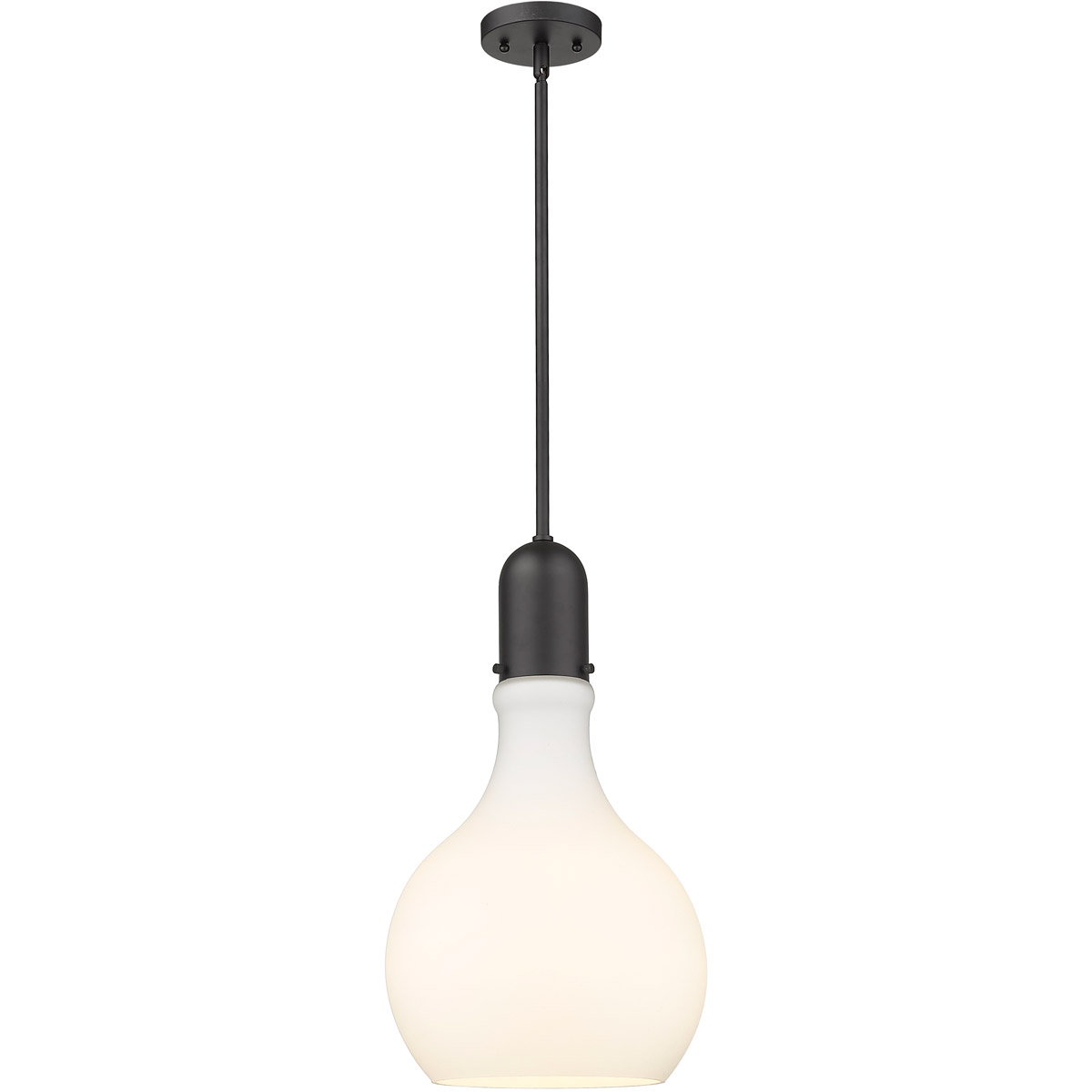 Innovations Lighting 492-1S-BK-G581-12-LED Amherst LED 11.75 inch Matte Black Mini Pendant Ceiling Light in Matte White Glass