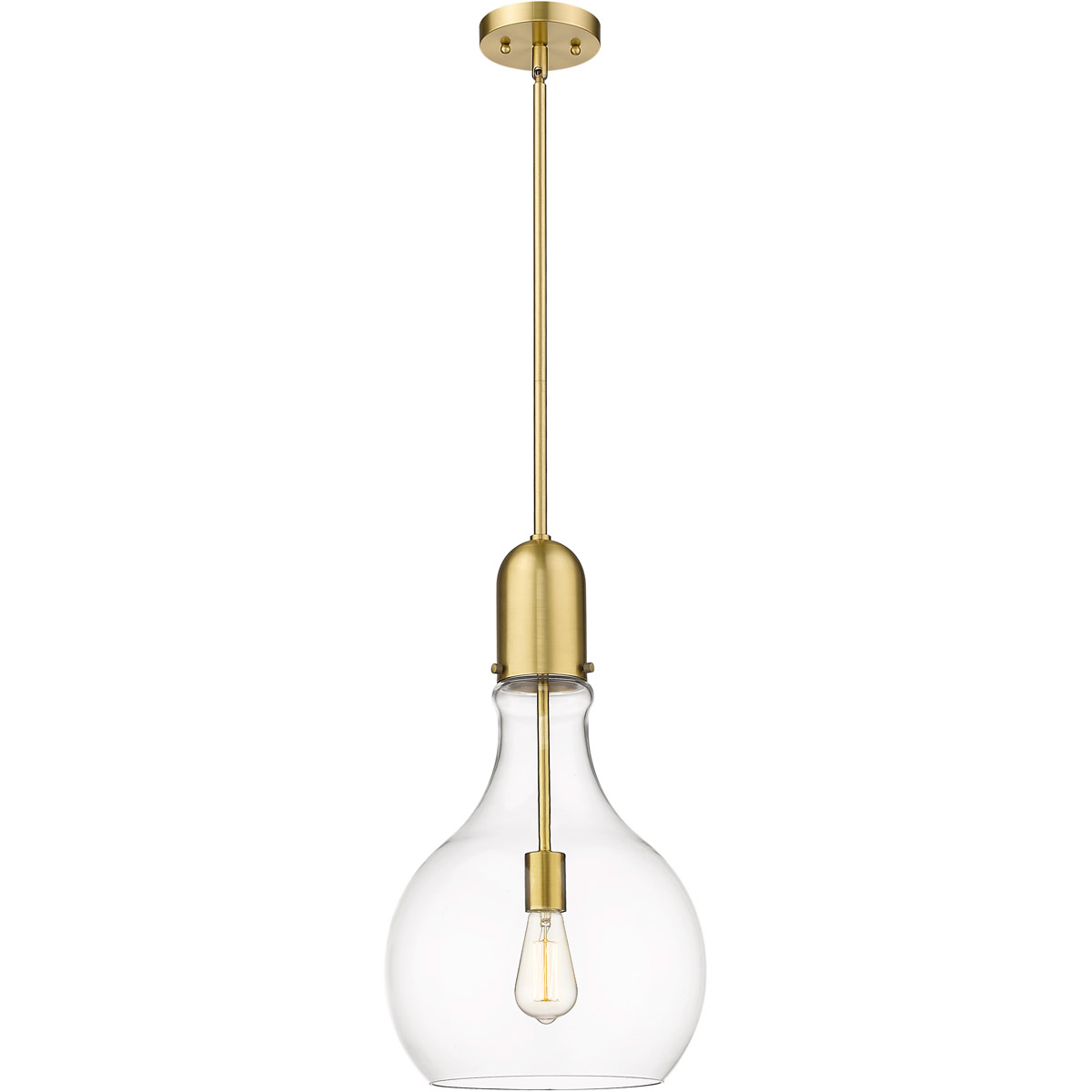 Innovations Lighting 492-1S-SG-G582-12 Amherst 1 Light 12 inch Satin Gold Mini Pendant Ceiling Light in Clear Glass