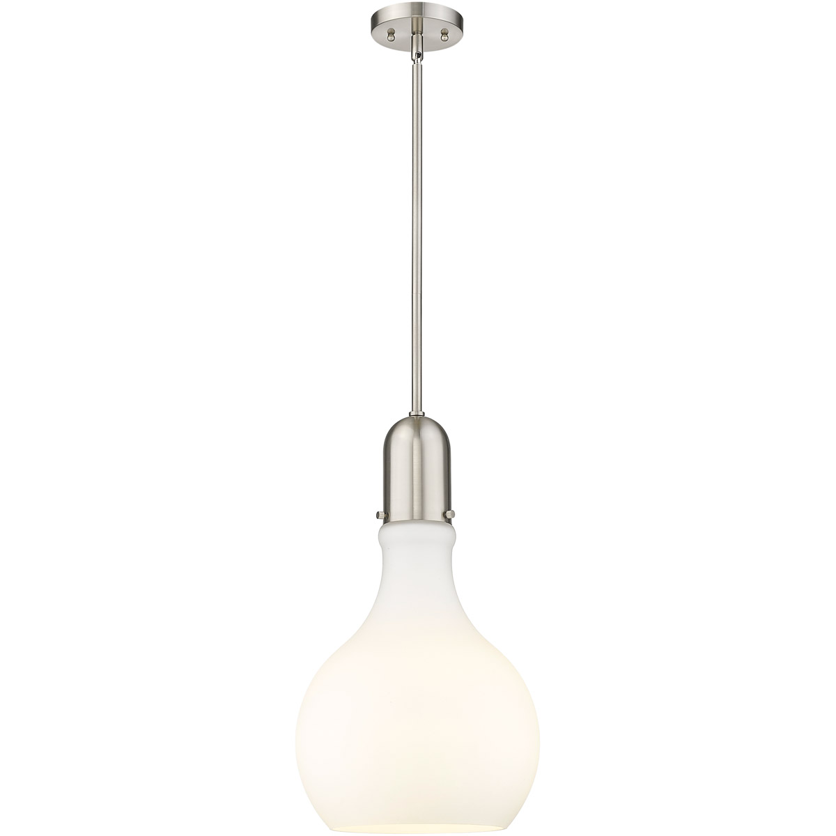 Innovations Lighting 492-1S-SN-G581-12-LED Amherst LED 11.75 inch Brushed Satin Nickel Mini Pendant Ceiling Light in Matte White Glass