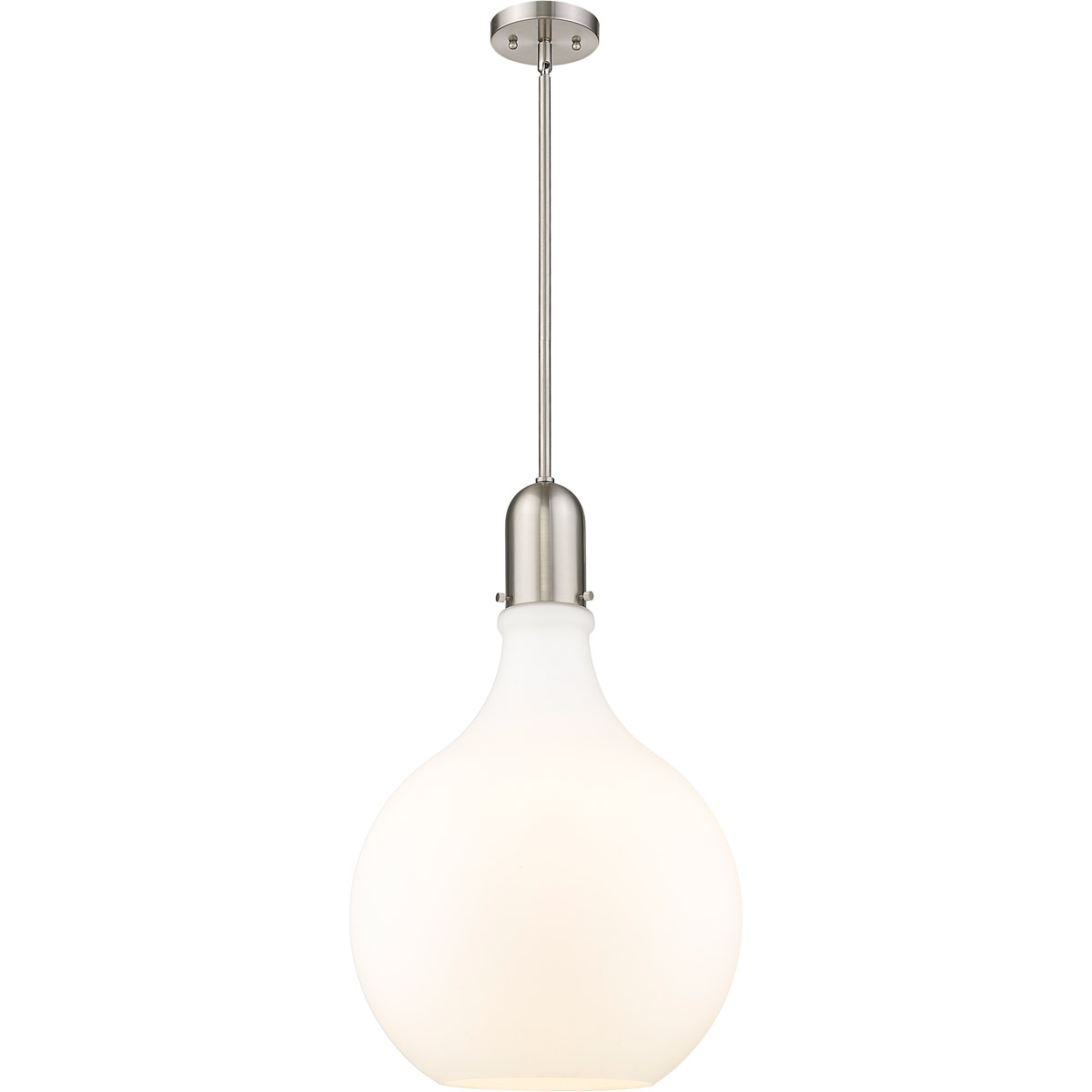 Innovations Lighting 492-1S-SN-G581-16-LED Amherst LED 15.75 inch Brushed Satin Nickel Pendant Ceiling Light in Matte White Glass
