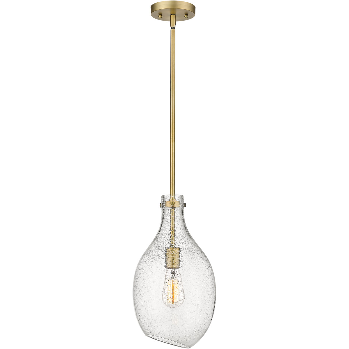 Innovations Lighting 493-1S-BB-G554-9 Salem 1 Light 8.5 inch Brushed Brass Mini Pendant Ceiling Light in Seedy Glass