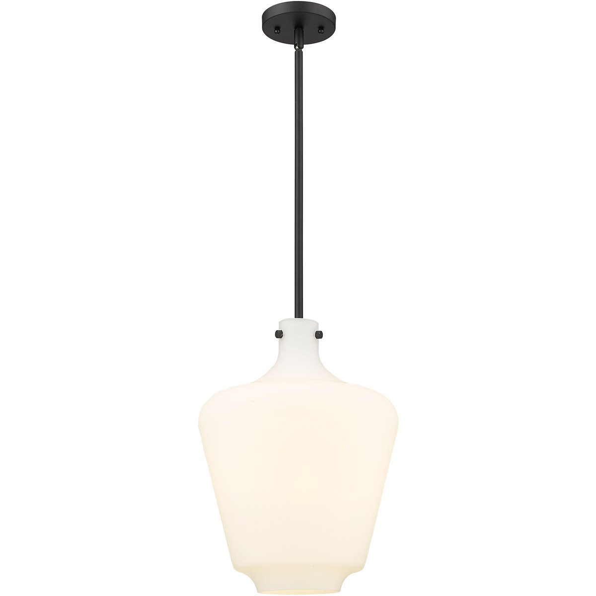 Innovations Lighting 493-1S-BK-G501-12-LED Lowell LED 12 inch Matte Black Mini Pendant Ceiling Light in Matte White Glass