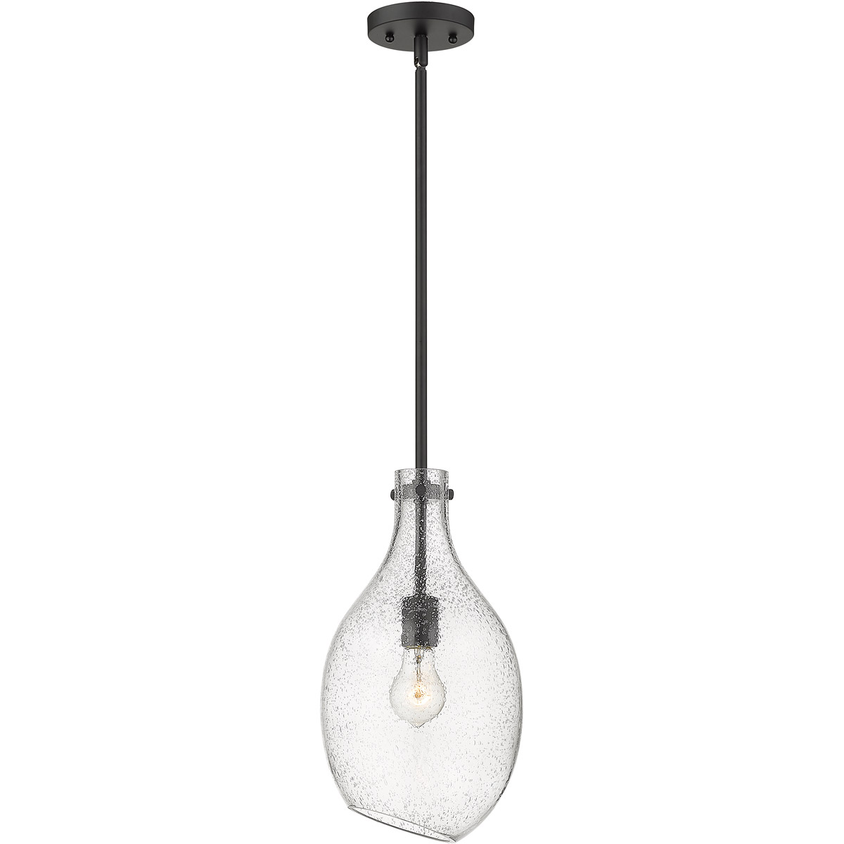 Innovations Lighting 493-1S-BK-G554-9 Salem 1 Light 8.5 inch Matte Black Mini Pendant Ceiling Light in Seedy Glass