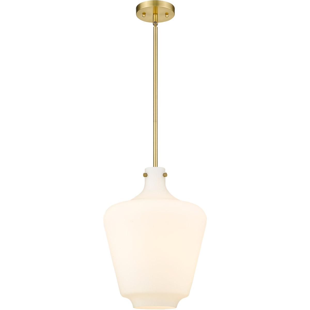 Innovations Lighting 493-1S-SG-G501-12-LED Lowell LED 12 inch Satin Gold Mini Pendant Ceiling Light in Matte White Glass