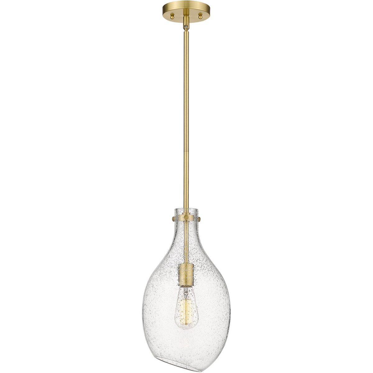 Innovations Lighting 493-1S-SG-G554-9 Salem 1 Light 9 inch Satin Gold Mini Pendant Ceiling Light in Seedy Glass