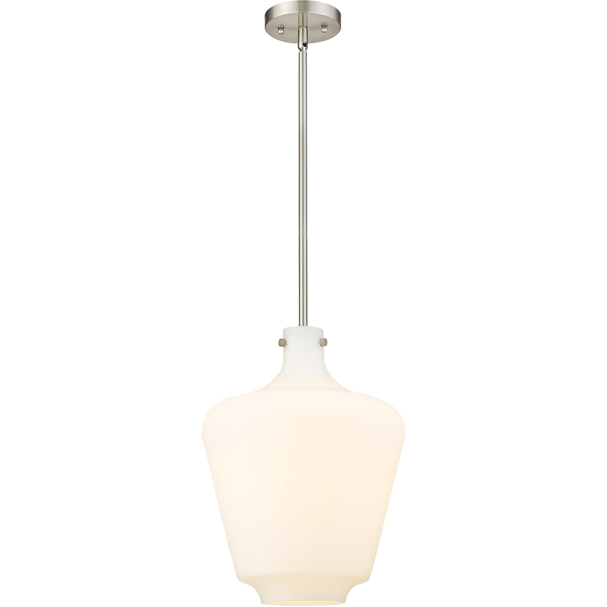 Innovations Lighting 493-1S-SN-G501-12-LED Lowell LED 12 inch Brushed Satin Nickel Mini Pendant Ceiling Light in Matte White Glass