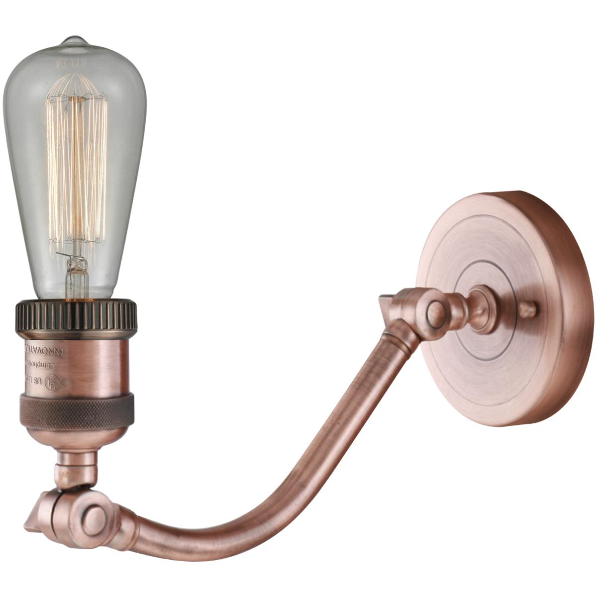 Innovations Lighting 515-1W-AC-G54 Franklin Restoration Small Bell 1 Light 5 inch Antique Copper Sconce Wall Light in Seedy Glass, Franklin Restoratio