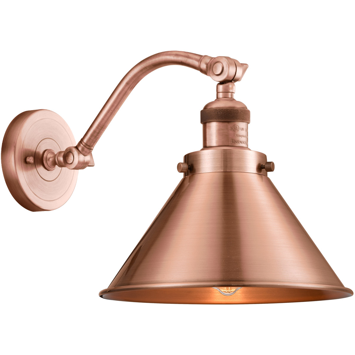 Innovations Lighting 515-1W-AC-M10-AC Franklin Restoration Briarcliff 1 Light 8 inch Antique Copper Sconce Wall Light, Franklin Restoration