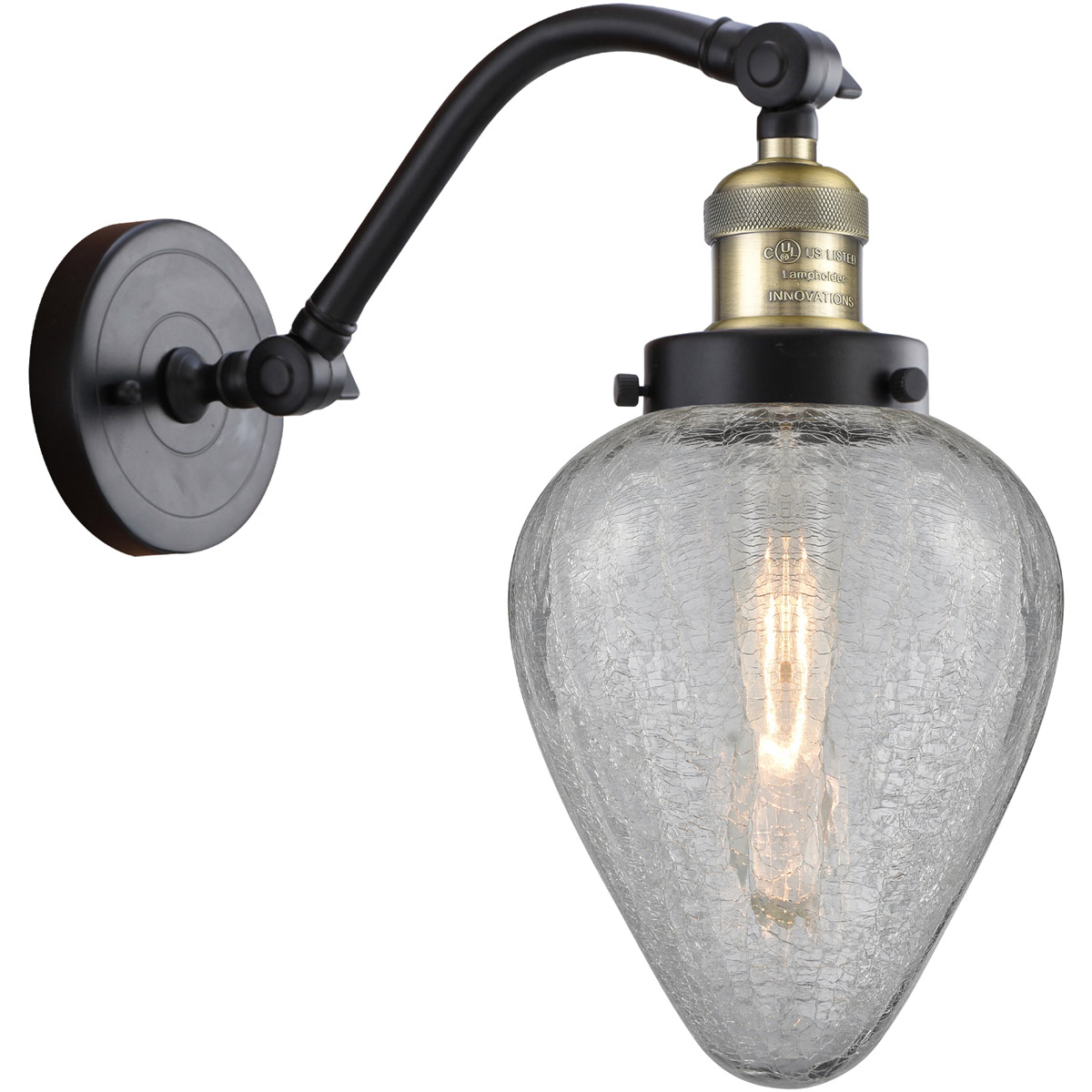 Innovations Lighting 515-1W-BAB-G165 Franklin Restoration Geneseo 1 Light 7 inch Black Antique Brass Sconce Wall Light, Franklin Restoration