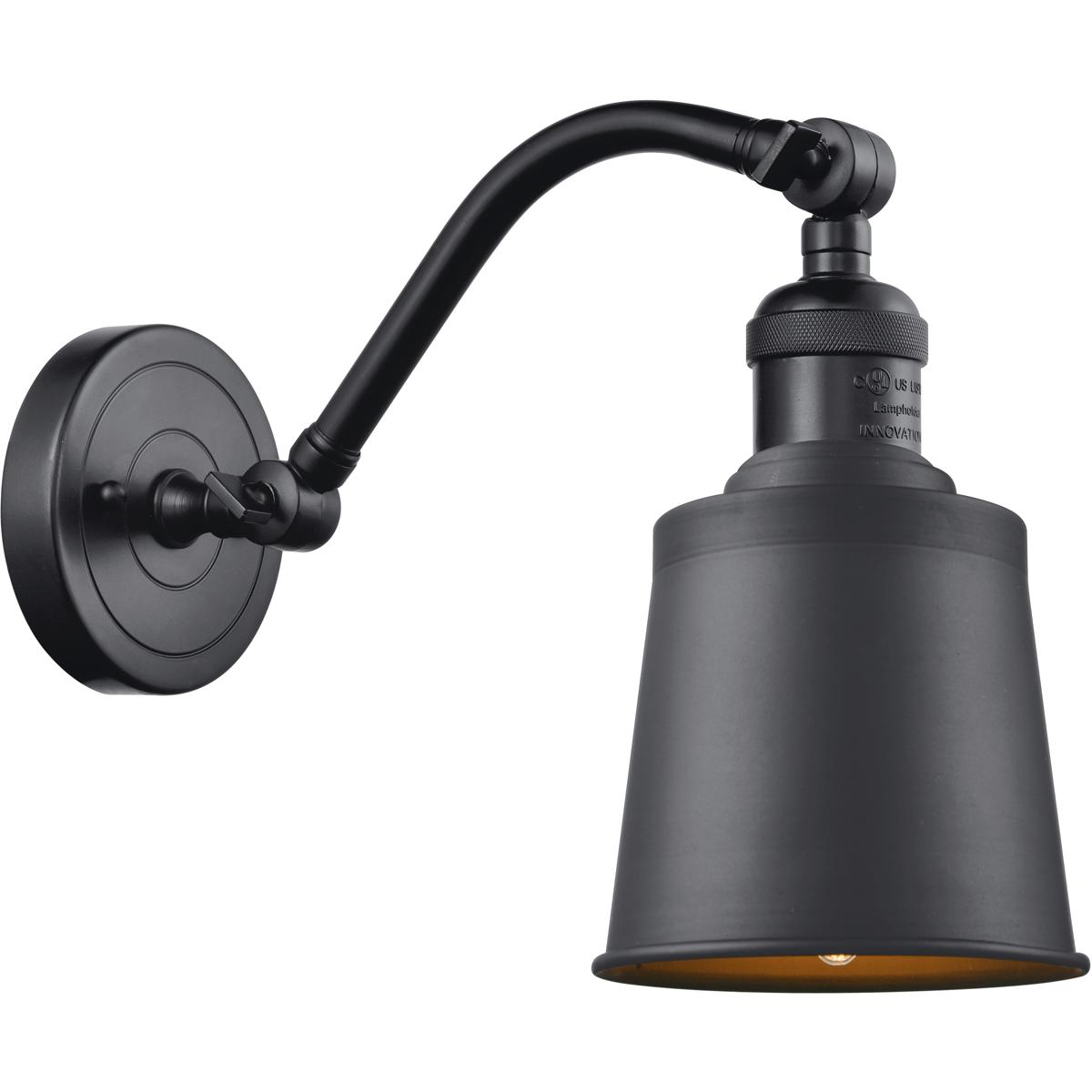 Innovations Lighting 515-1W-BK-M9-BK-LED Franklin Restoration Addison LED 5 inch Matte Black Sconce Wall Light, Franklin Restoration