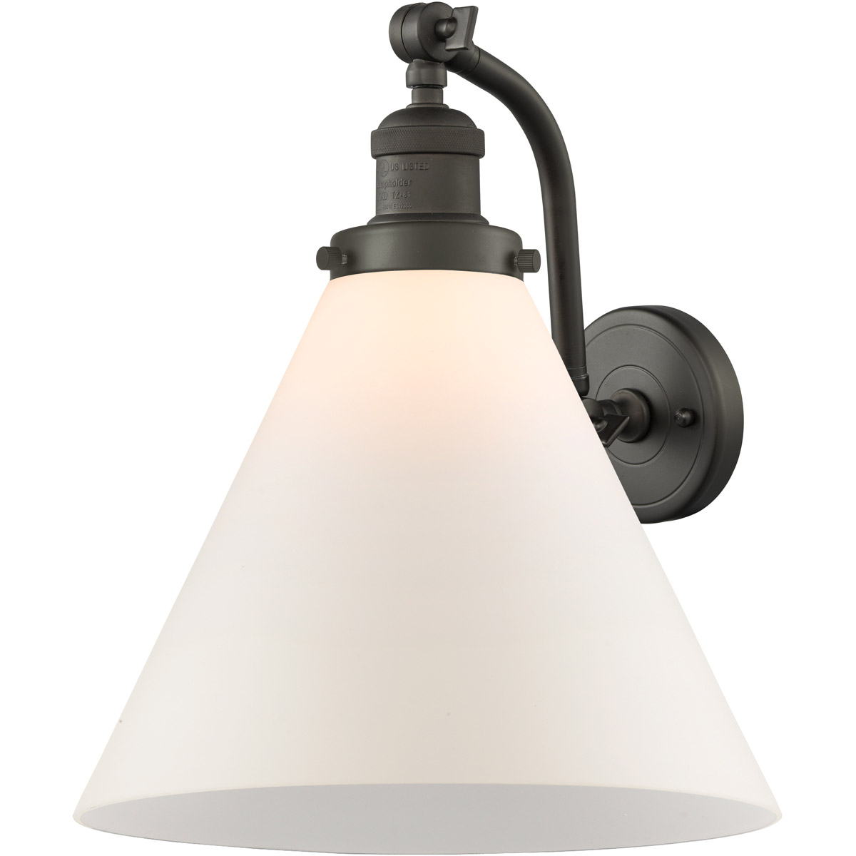 Innovations Lighting 515-1W-OB-G41-L-LED Franklin Restoration X-Large Cone LED 12 inch Oil Rubbed Bronze Sconce Wall Light in Matte White Glass, Frank