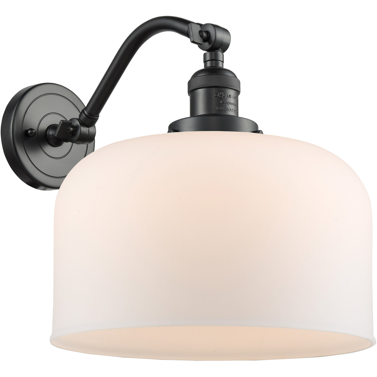 Innovations Lighting 515-1W-OB-G71-L-LED Franklin Restoration X-Large Bell LED 12 inch Oil Rubbed Bronze Sconce Wall Light in Matte White Glass, Frank