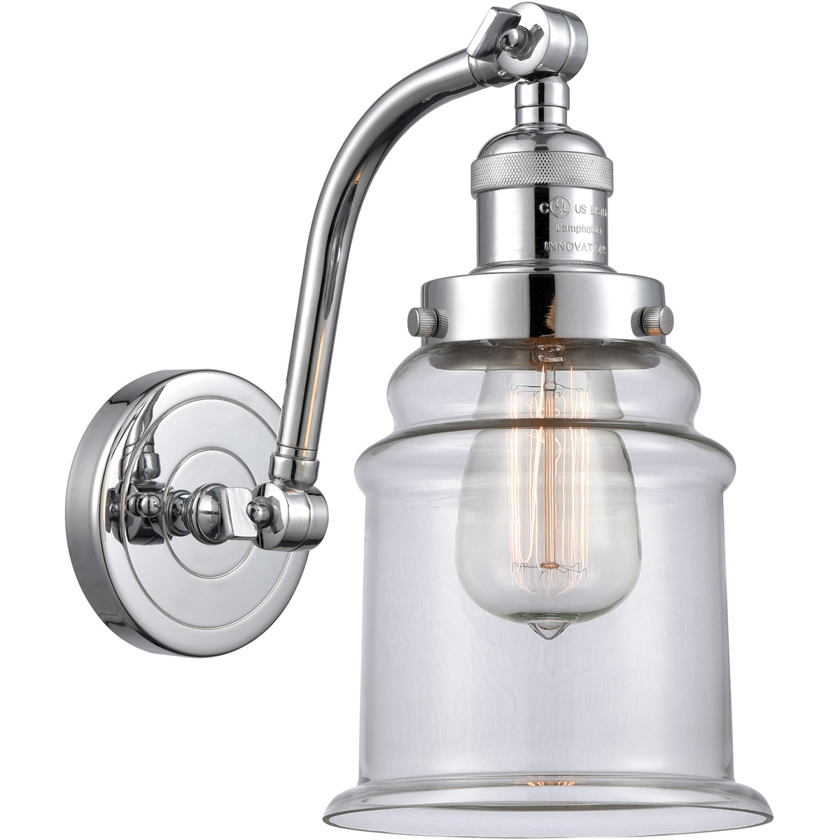 Innovations Lighting 515-1W-PC-G182 Franklin Restoration Canton 1 Light 7 inch Polished Chrome Sconce Wall Light in Clear Glass, Franklin Restoration