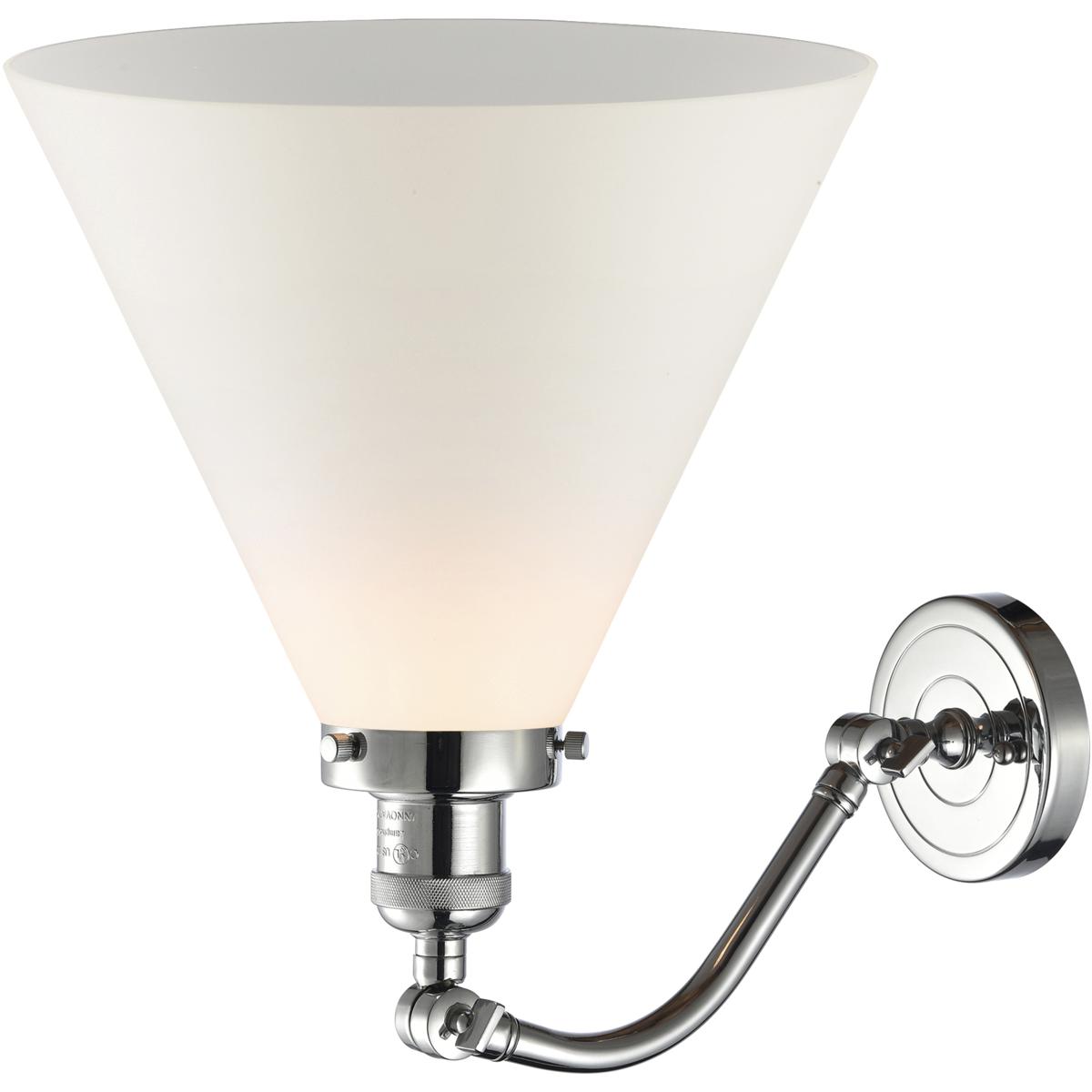 Innovations Lighting 515-1W-PC-G41-L Franklin Restoration X-Large Cone 1 Light 12 inch Polished Chrome Sconce Wall Light in Matte White Glass, Frankli