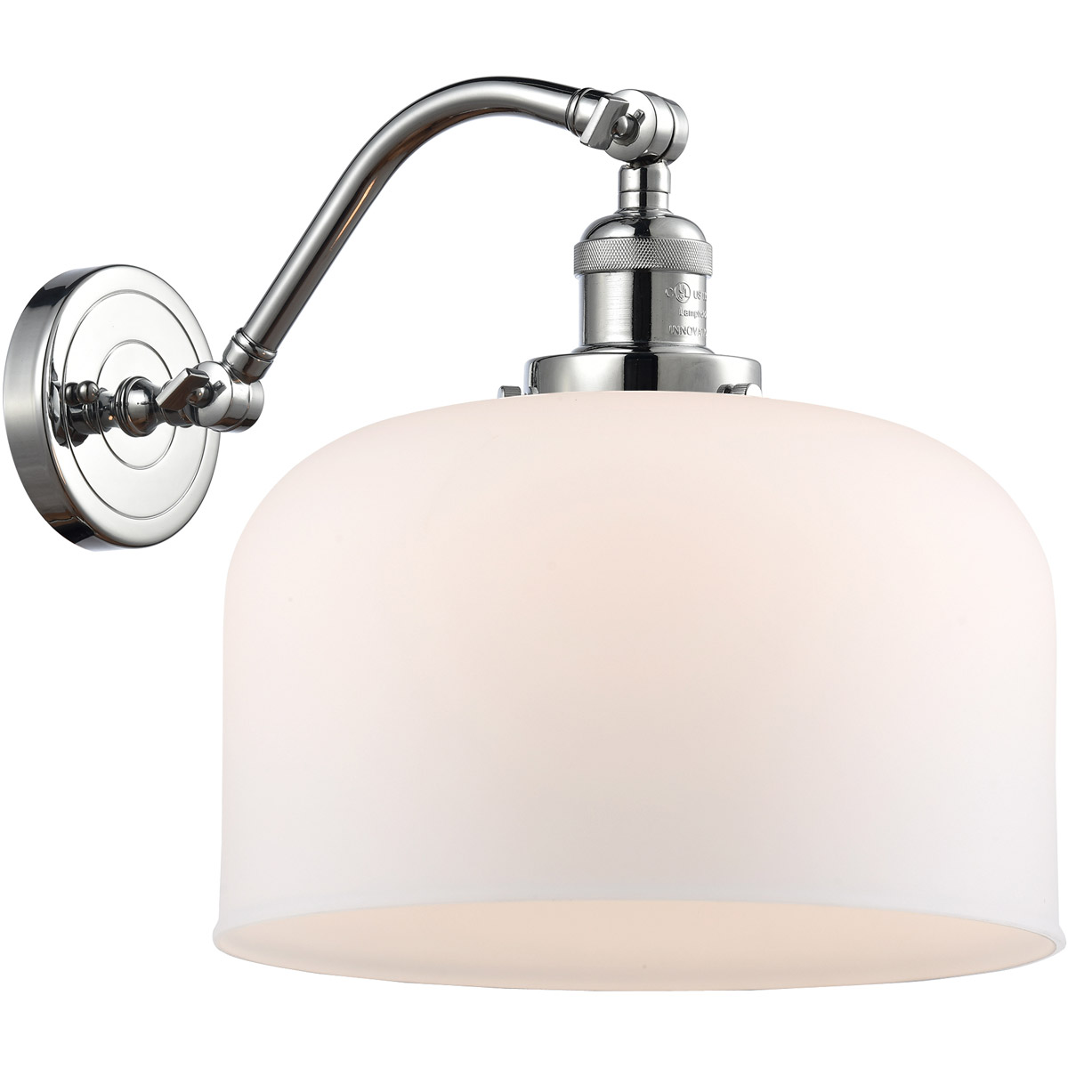Innovations Lighting 515-1W-PC-G71-L-LED Franklin Restoration X-Large Bell LED 12 inch Polished Chrome Sconce Wall Light in Matte White Glass, Frankli
