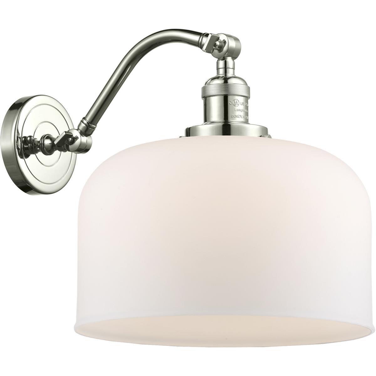 Innovations Lighting 515-1W-PN-G71-L-LED Franklin Restoration X-Large Bell LED 12 inch Polished Nickel Sconce Wall Light in Matte White Glass, Frankli