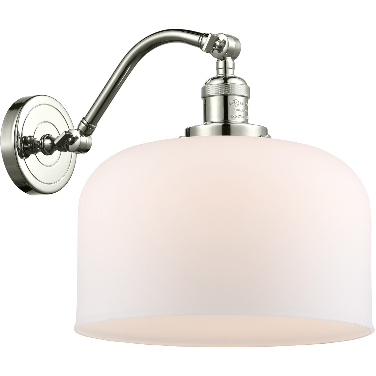 Innovations Lighting 515-1W-PN-G71-L Franklin Restoration X-Large Bell 1 Light 12 inch Polished Nickel Sconce Wall Light in Matte White Glass, Frankli