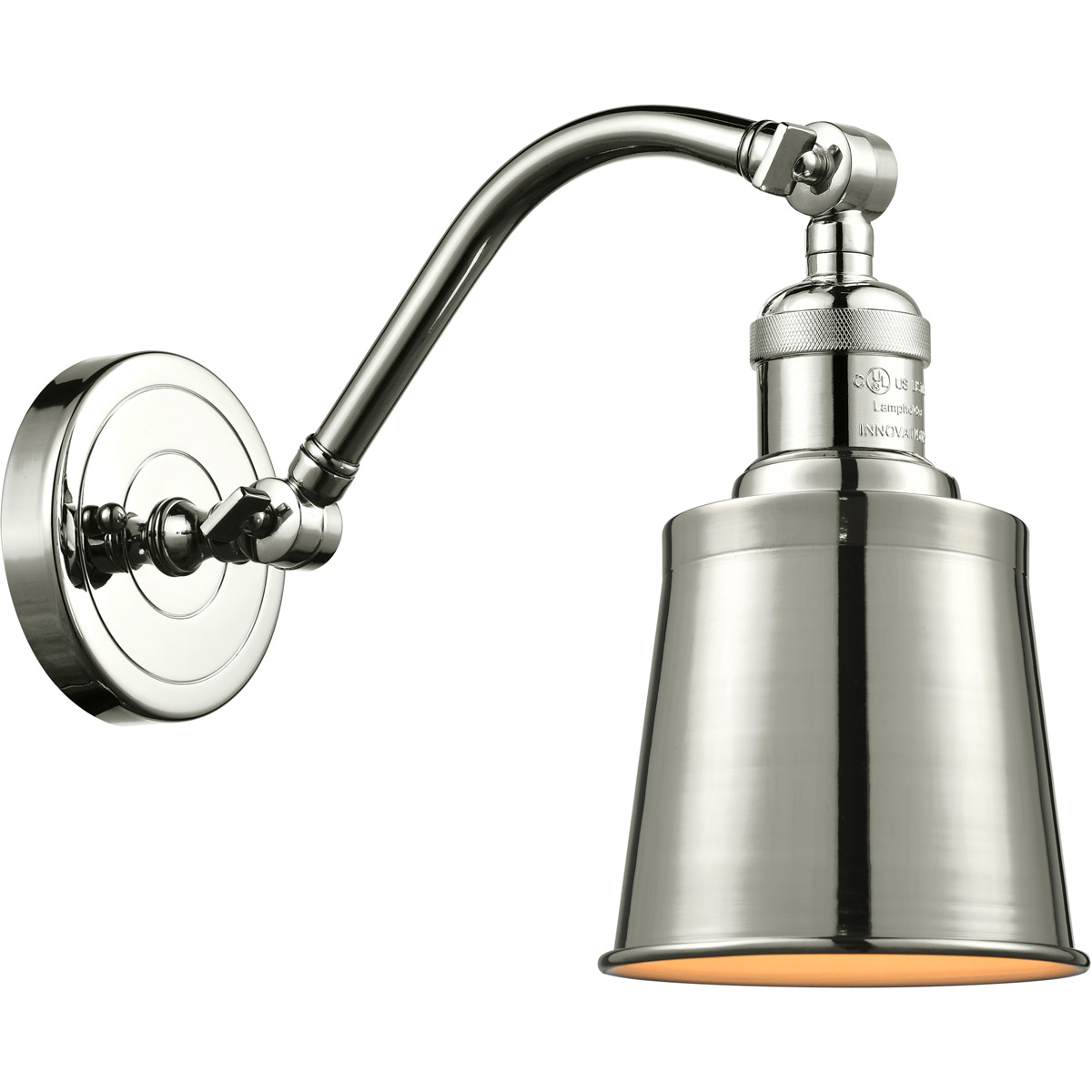 Innovations Lighting 515-1W-PN-M9-PN Franklin Restoration Addison 1 Light 5 inch Polished Nickel Sconce Wall Light, Franklin Restoration