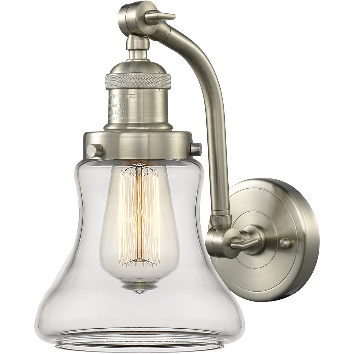 Innovations Lighting 515-1W-SN-G192 Franklin Restoration Bellmont 1 Light 7 inch Brushed Satin Nickel Sconce Wall Light in Clear Glass, Franklin Resto