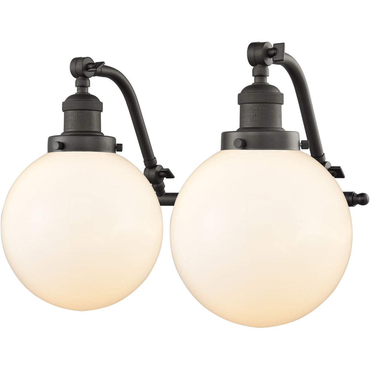 Innovations Lighting 515-2W-OB-G201-8 Franklin Restoration Large Beacon 2 Light 18 inch Oil Rubbed Bronze Bath Vanity Light Wall Light in Matte White