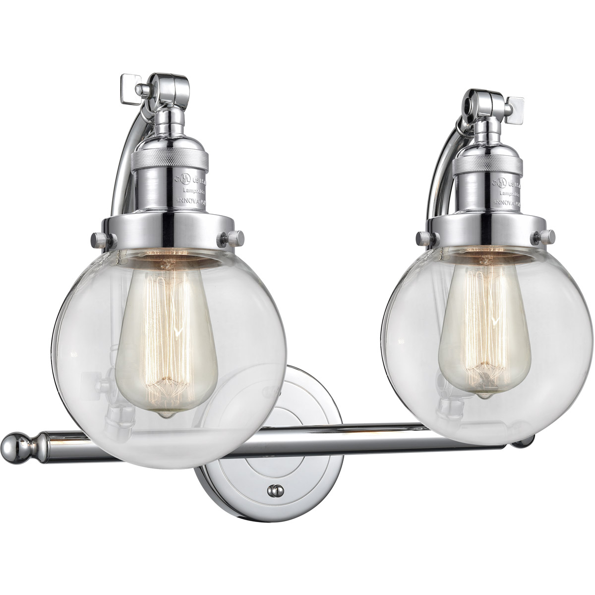 Innovations Lighting 515-2W-PC-G202-6 Franklin Restoration Beacon 2 Light 16 inch Polished Chrome Bath Vanity Light Wall Light in Clear Glass, Frankli
