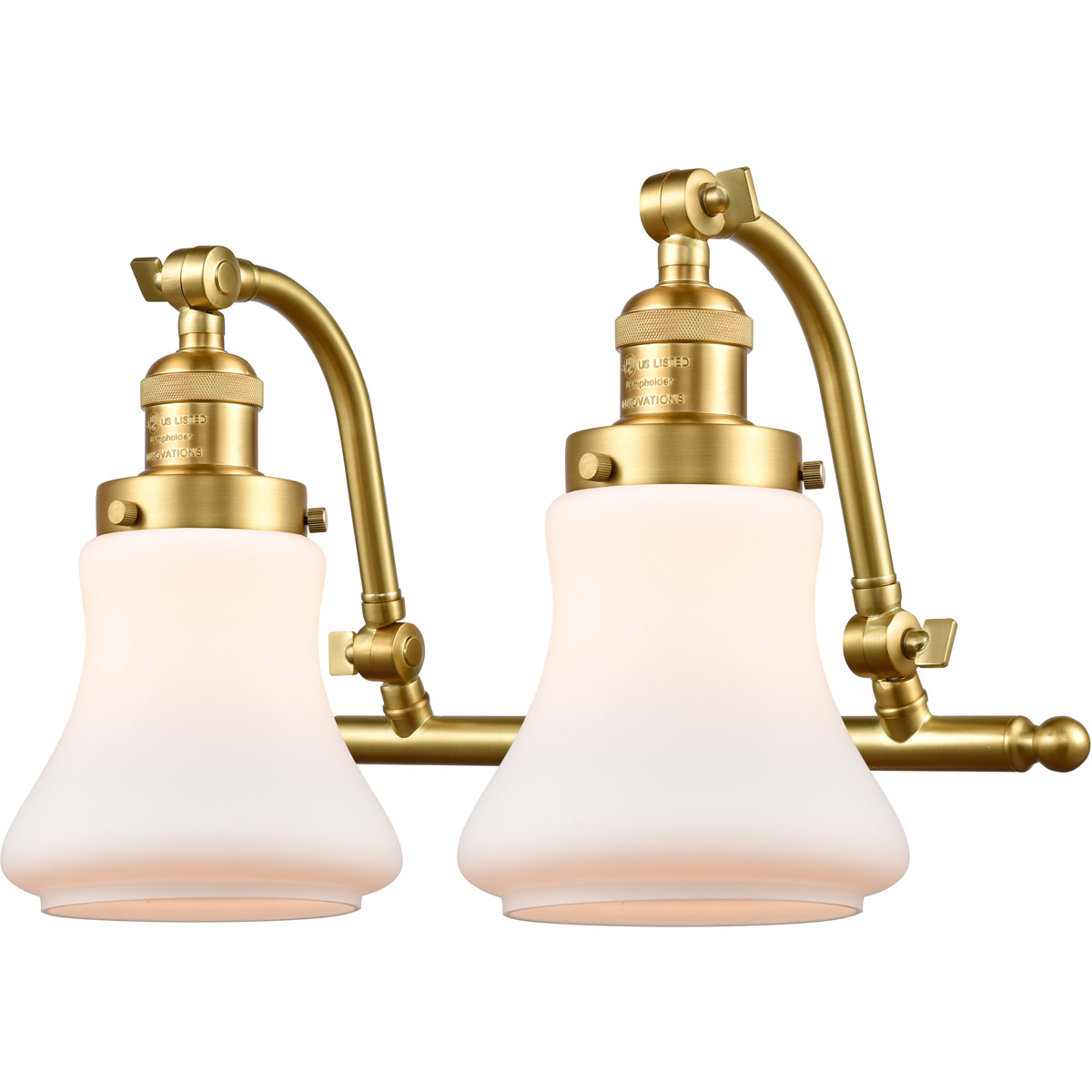 Innovations Lighting 515-2W-SG-G191 Franklin Restoration Bellmont 2 Light 18 inch Satin Gold Bath Vanity Light Wall Light in Matte White Glass, Frankl