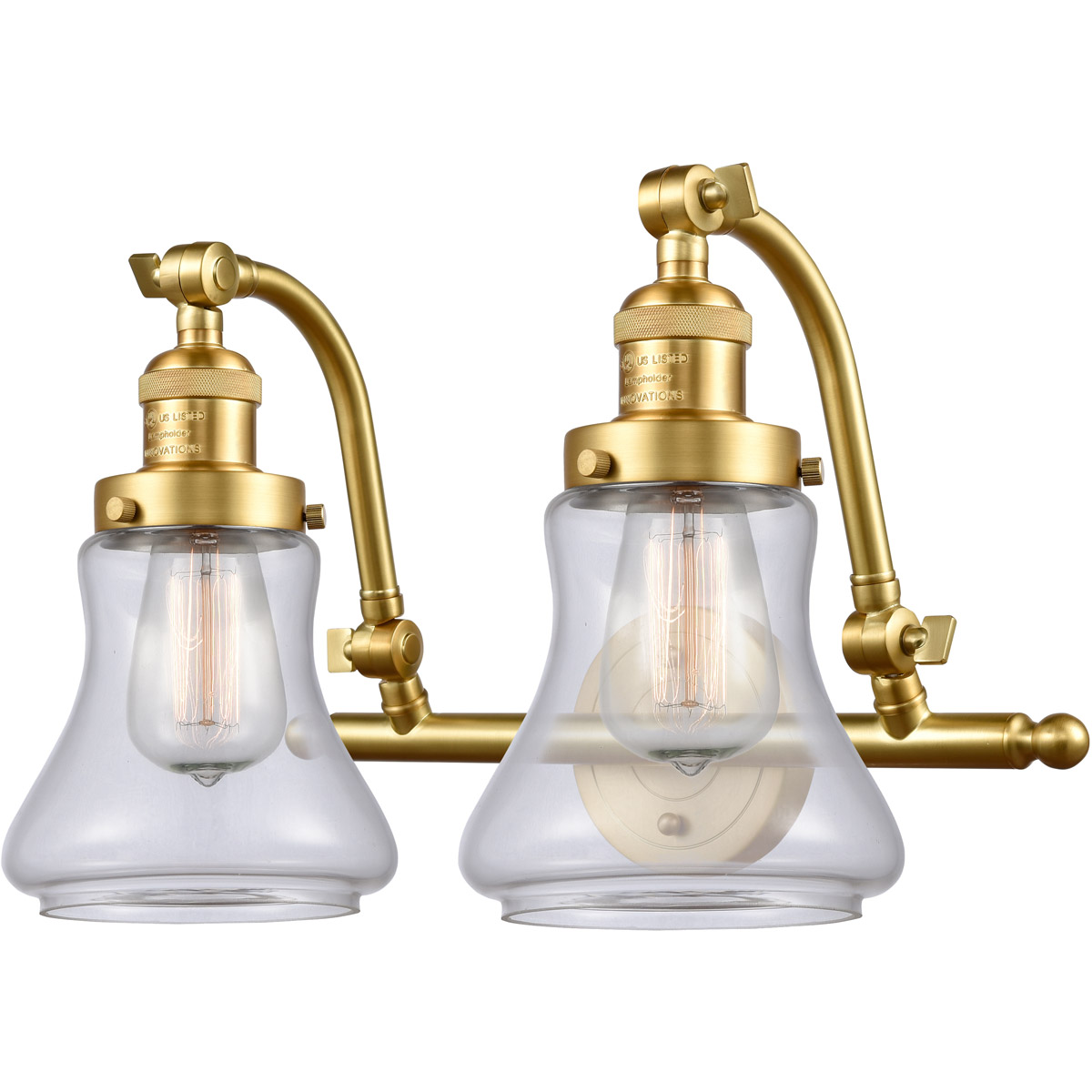 Innovations Lighting 515-2W-SG-G192-LED Franklin Restoration Bellmont LED 18 inch Satin Gold Bath Vanity Light Wall Light in Clear Glass, Franklin Res