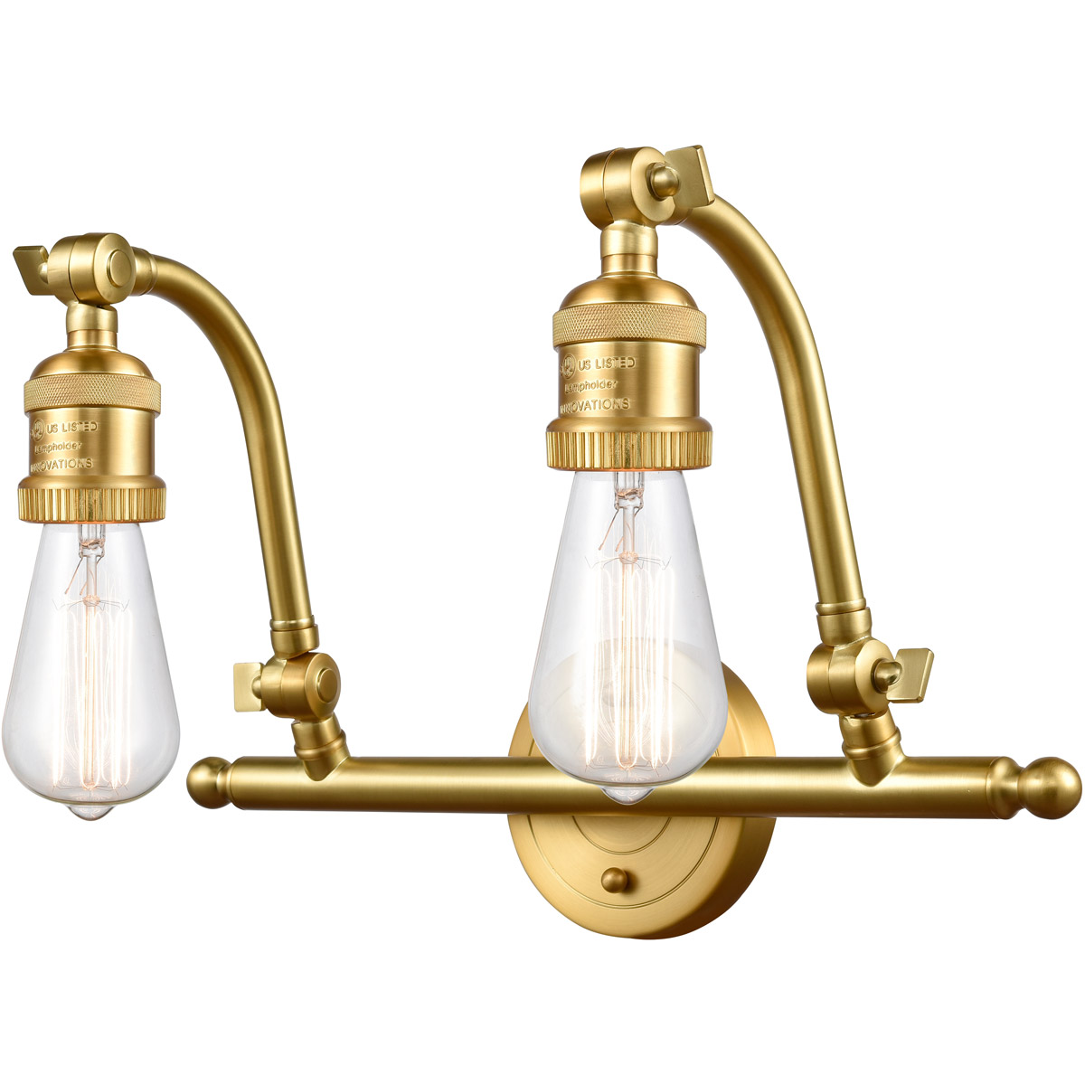 Innovations Lighting 515-2W-SG Franklin Restoration Addison 2 Light 18 inch Satin Gold Bath Vanity Light Wall Light, Franklin Restoration