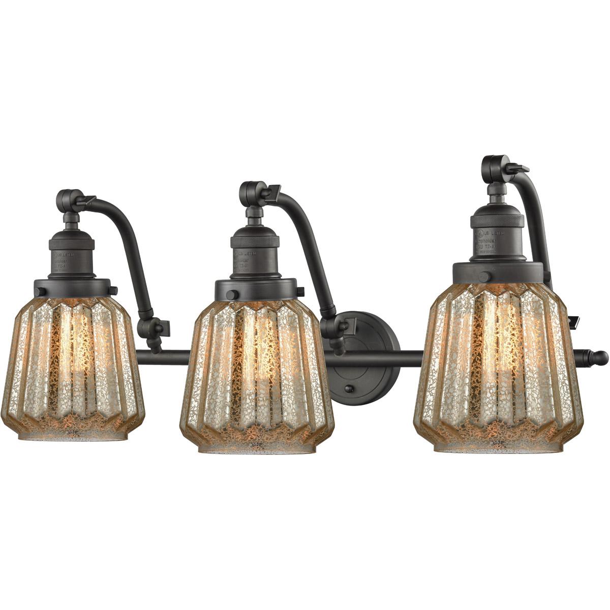 Innovations Lighting 515-3W-OB-G146 Franklin Restoration Chatham 3 Light 28 inch Oil Rubbed Bronze Bath Vanity Light Wall Light in Mercury Glass, Fran