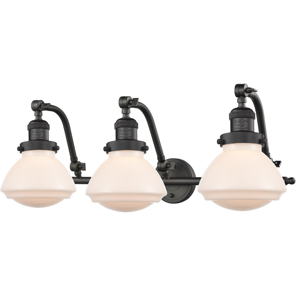 Innovations Lighting 515-3W-OB-G321 Franklin Restoration Olean 3 Light 29 inch Oil Rubbed Bronze Bath Vanity Light Wall Light in Matte White Glass, Fr