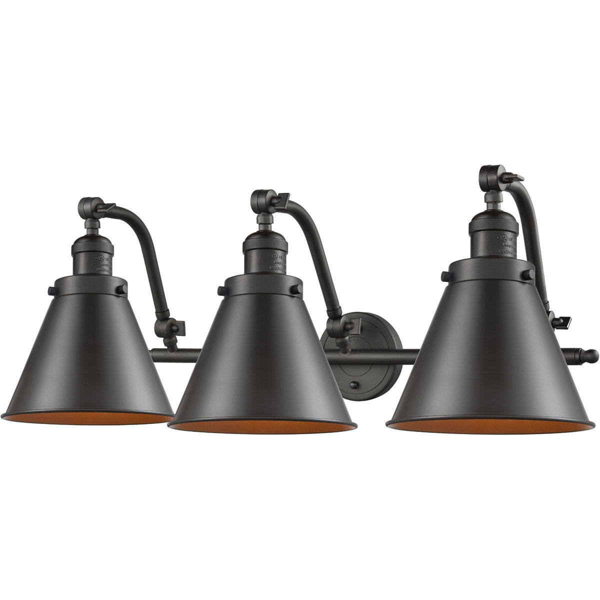 Innovations Lighting 515-3W-OB-M13-OB Franklin Restoration Appalachian 3 Light 28 inch Oil Rubbed Bronze Bath Vanity Light Wall Light, Franklin Restor