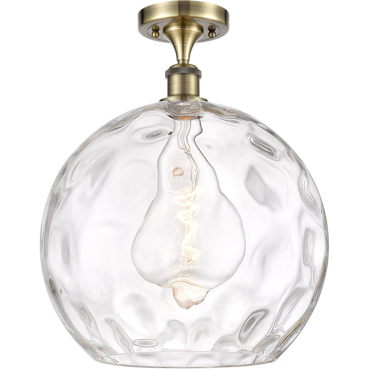 Innovations Lighting 516-1C-AB-G1215-14-LED Ballston Athens Water Glass LED 13.75 inch Antique Brass Semi-Flush Mount Ceiling Light