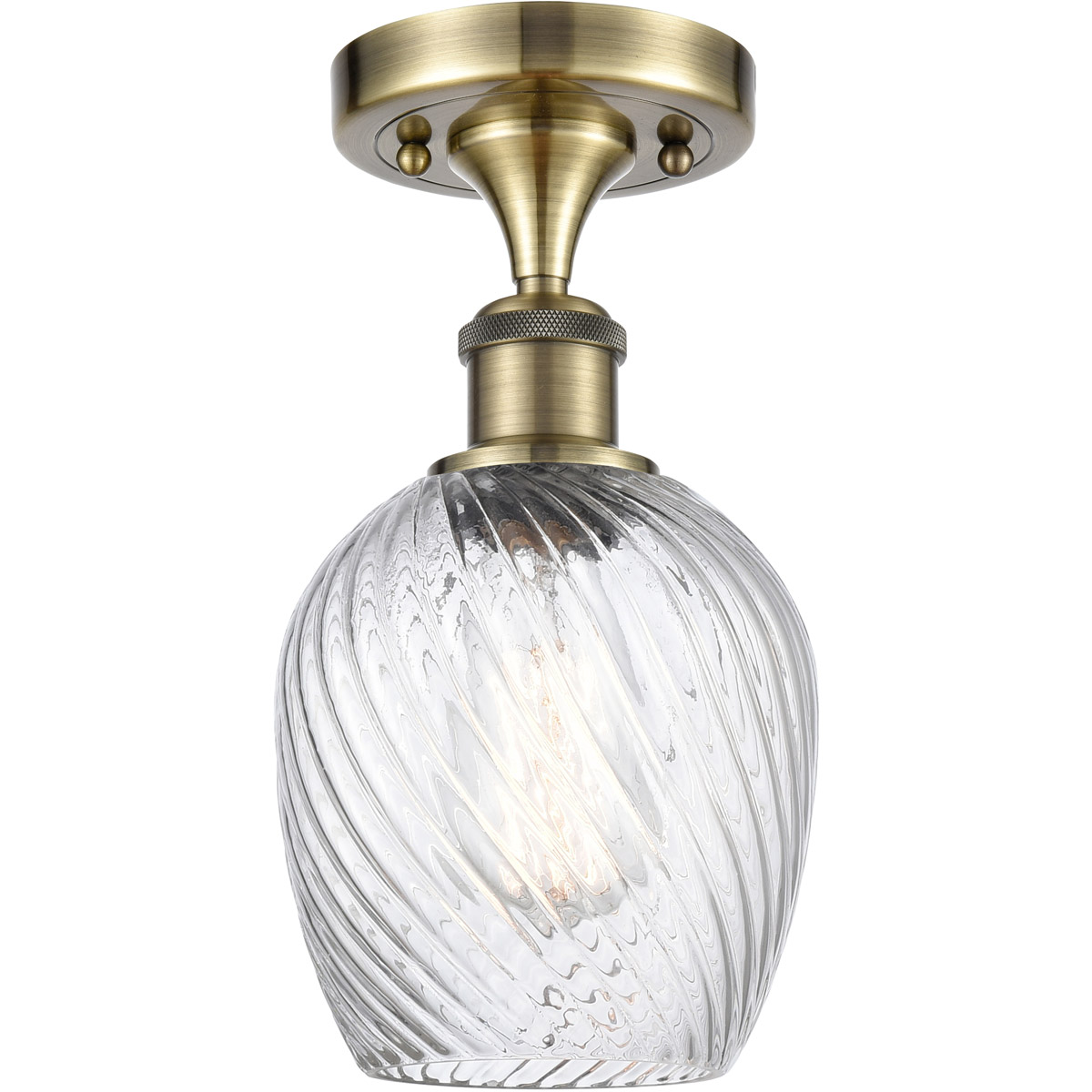 Innovations Lighting 516-1C-AB-G292 Ballston Salina 1 Light 5 inch Antique Brass Semi-Flush Mount Ceiling Light in Incandescent, Clear Spiral Fluted G