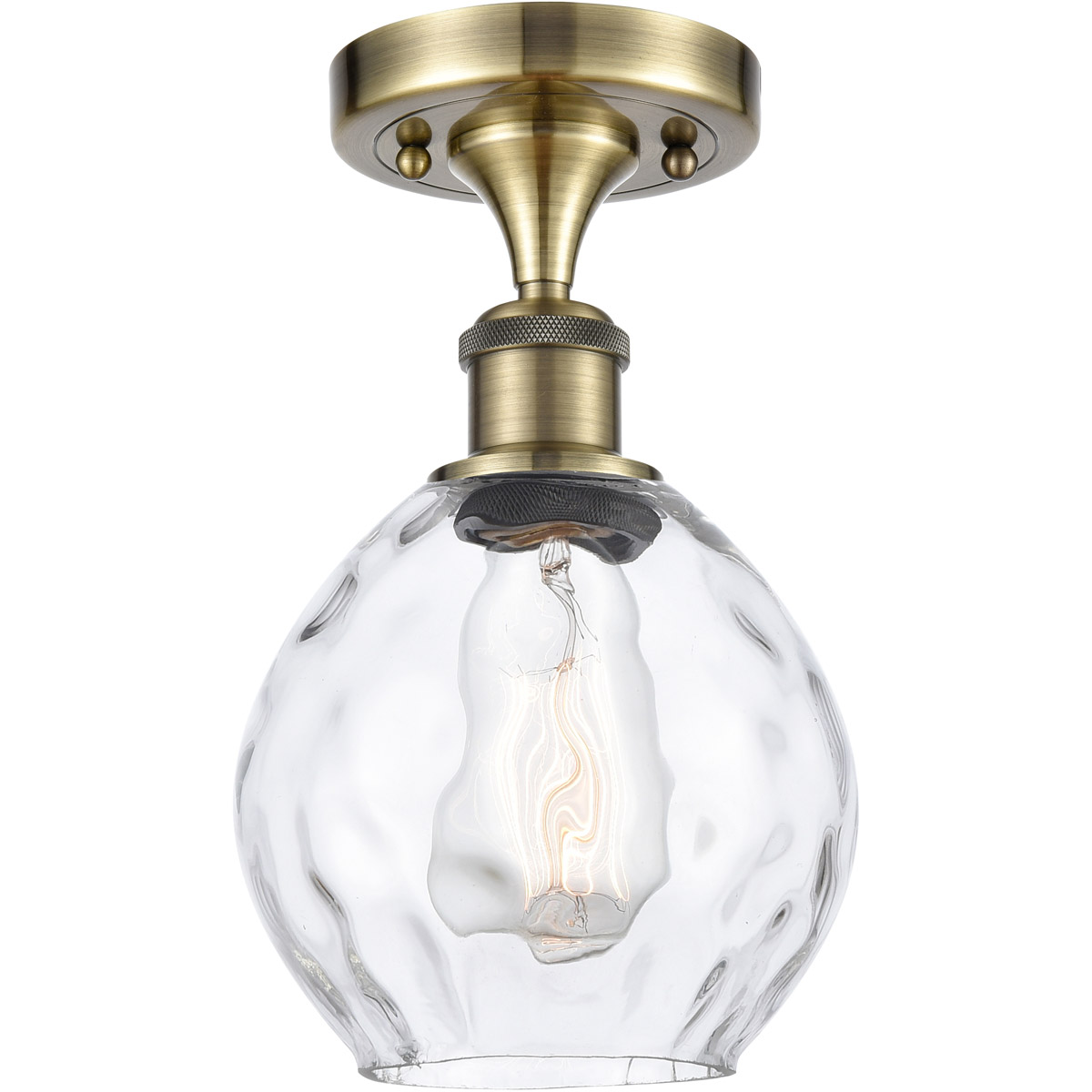Innovations Lighting 516-1C-AB-G362-LED Ballston Small Waverly LED 6 inch Antique Brass Semi-Flush Mount Ceiling Light, Ballston