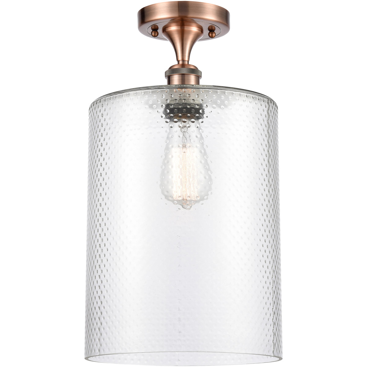 Innovations Lighting 516-1C-AC-G112-L Ballston Large Cobbleskill 1 Light 9 inch Antique Copper Semi-Flush Mount Ceiling Light in Clear Glass, Ballston