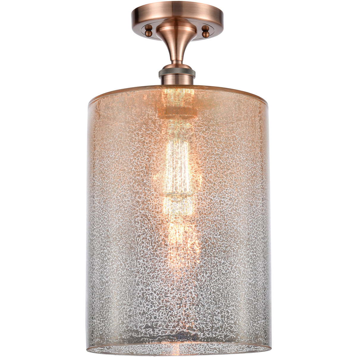Innovations Lighting 516-1C-AC-G116-L Ballston Large Cobbleskill 1 Light 9 inch Antique Copper Semi-Flush Mount Ceiling Light in Mercury Glass, Ballst