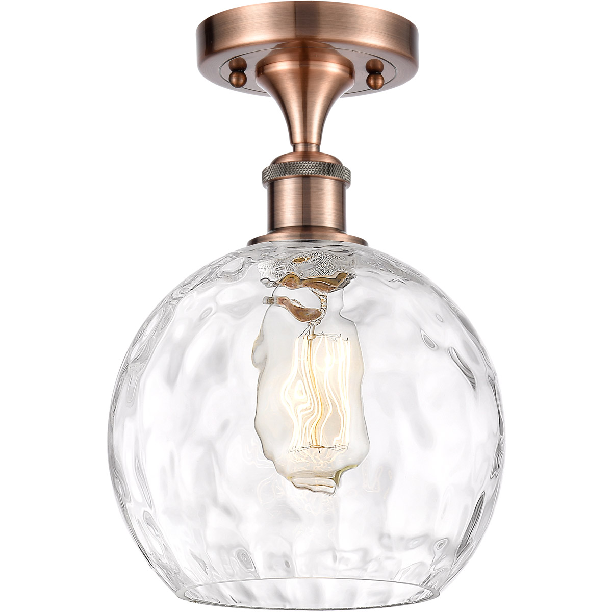 Innovations Lighting 516-1C-AC-G1215-8 Ballston Athens Water Glass 1 Light 8 inch Antique Copper Semi-Flush Mount Ceiling Light
