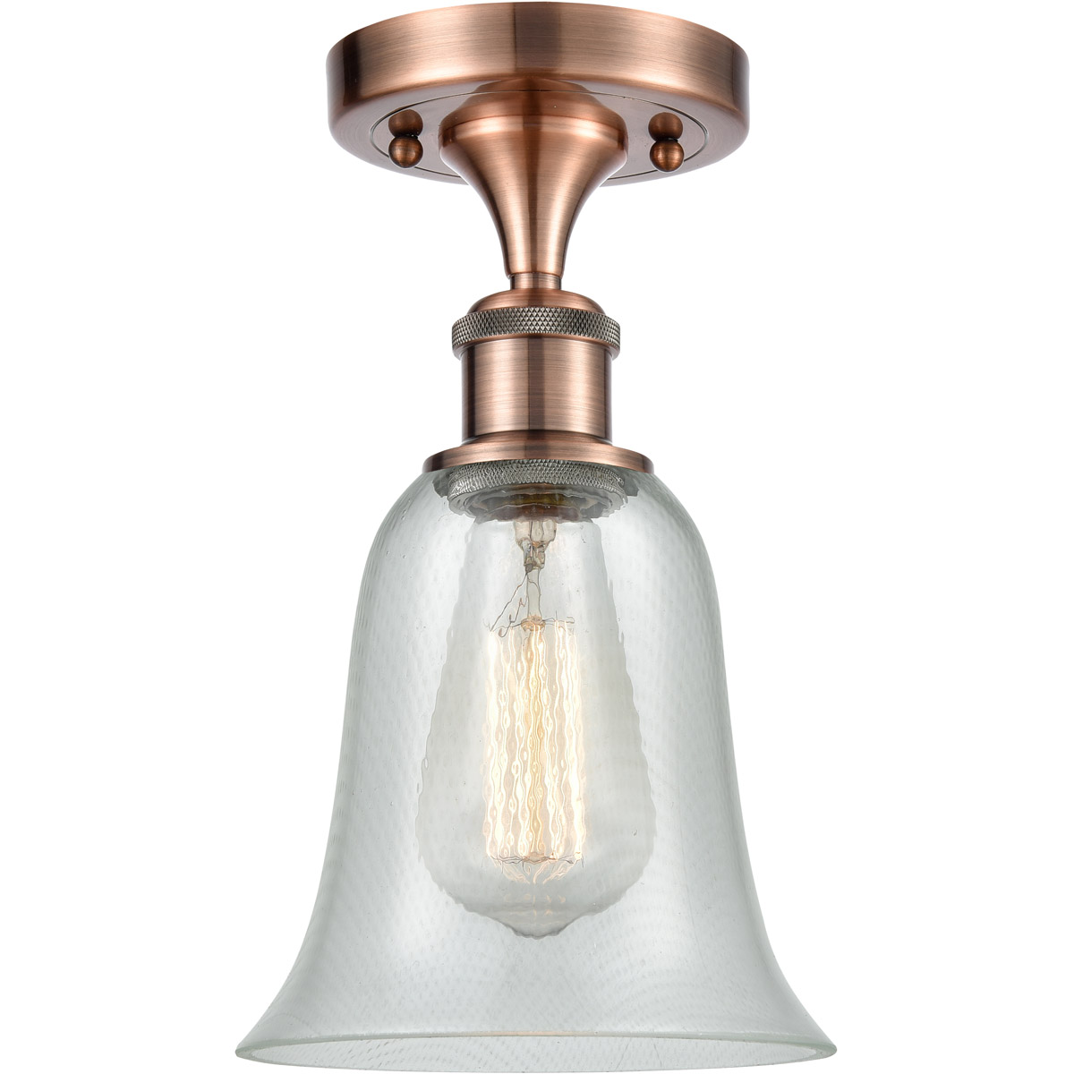 Innovations Lighting 516-1C-AC-G2812 Ballston Hanover 1 Light 6.25 inch Antique Copper Semi-Flush Mount Ceiling Light in Fishnet Glass, Ballston