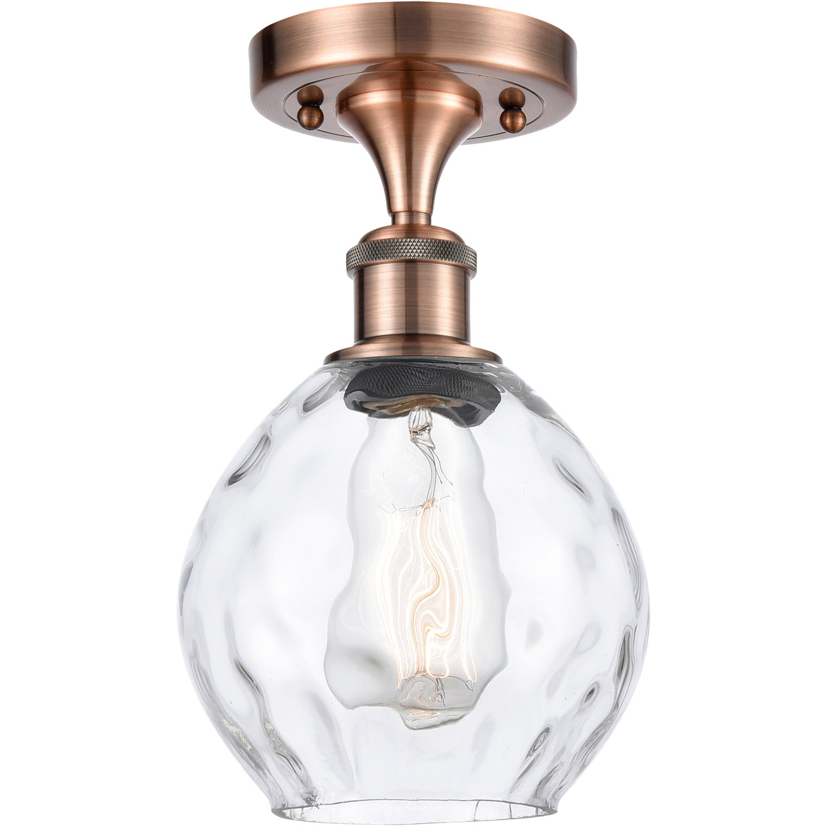Innovations Lighting 516-1C-AC-G362-LED Ballston Small Waverly LED 6 inch Antique Copper Semi-Flush Mount Ceiling Light, Ballston