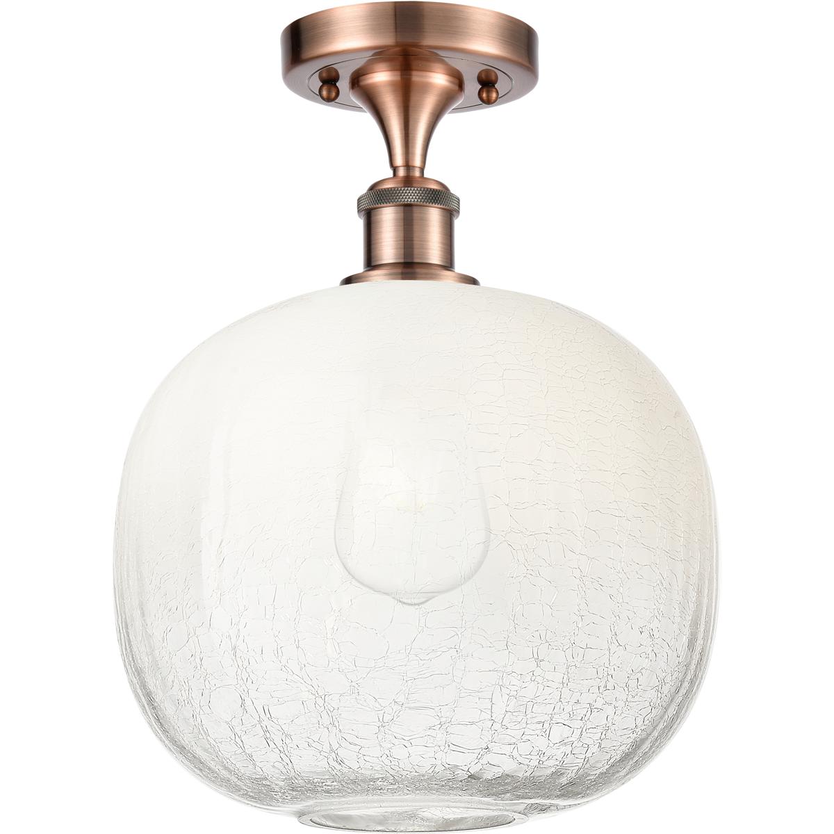 Innovations Lighting 516-1C-AC-G481-10OP Ballston Brookhaven Sphere 1 Light 10.5 inch Antique Copper Semi-Flush Mount Ceiling Light in Opal Glass