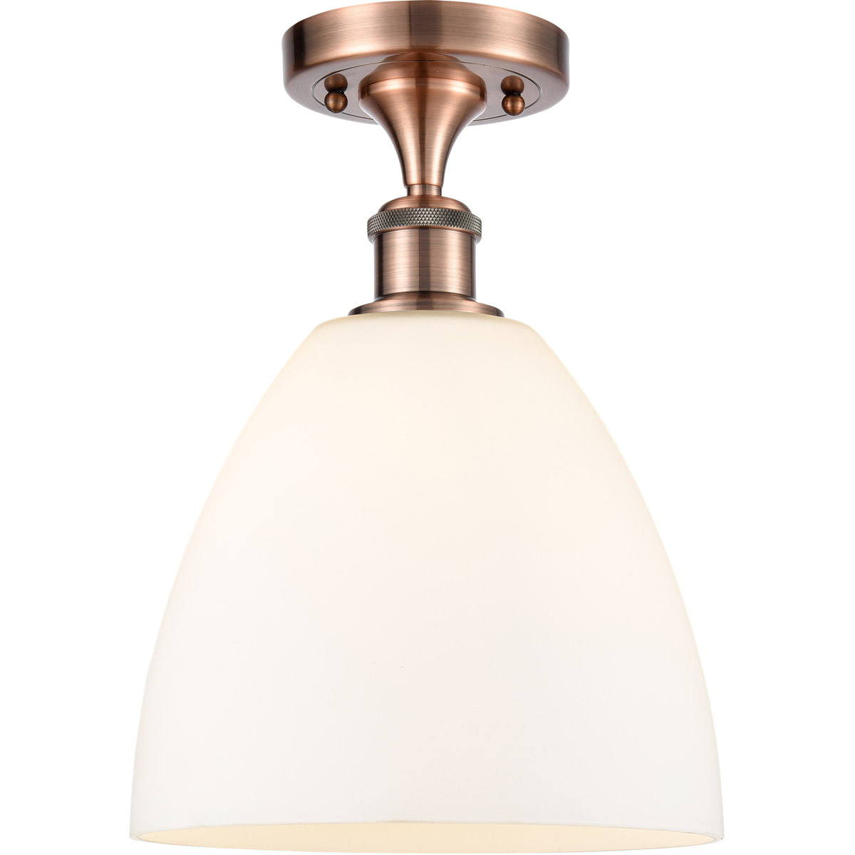 Innovations Lighting 516-1C-AC-GBD-91 Ballston Dome 1 Light 9 inch Antique Copper Semi-Flush Mount Ceiling Light in Matte White Glass