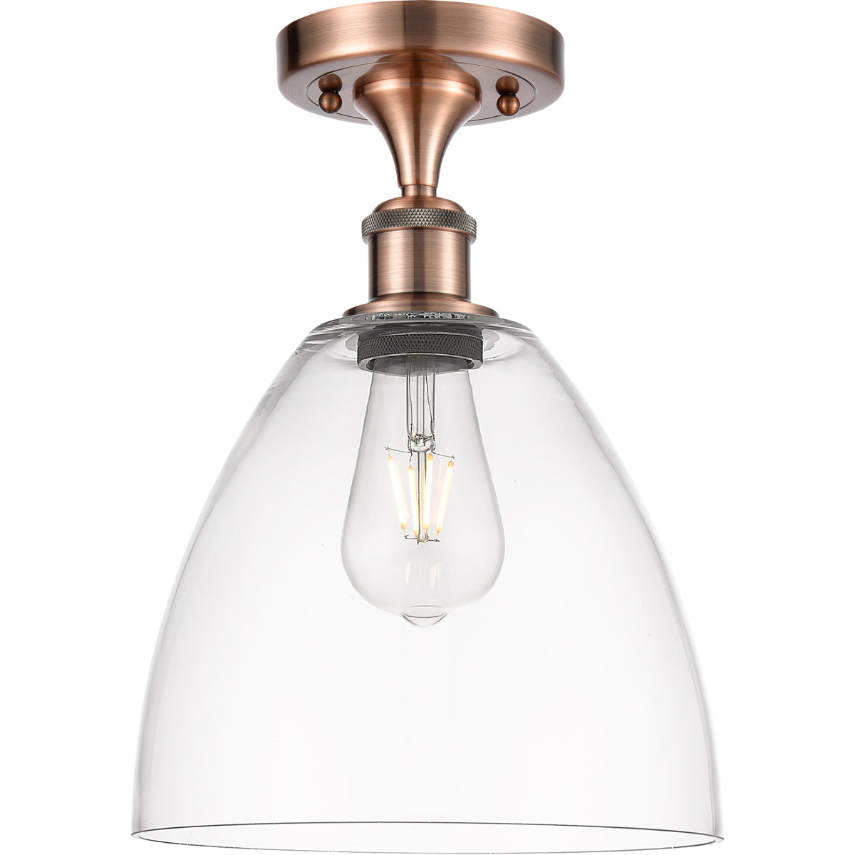 Innovations Lighting 516-1C-AC-GBD-92 Ballston Dome 1 Light 9 inch Antique Copper Semi-Flush Mount Ceiling Light in Clear Glass