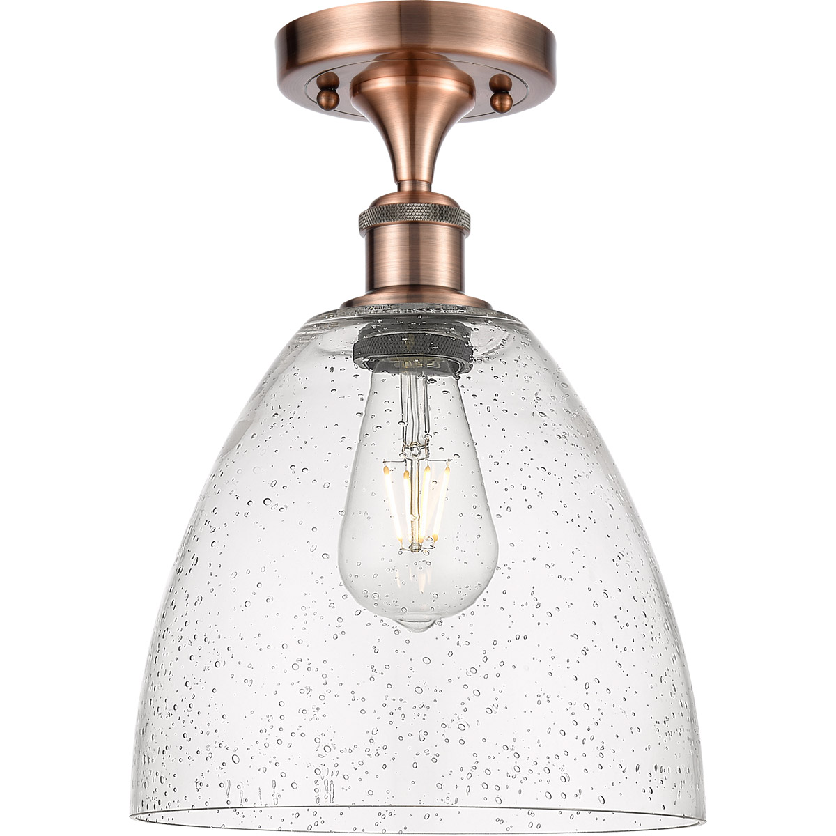 Innovations Lighting 516-1C-AC-GBD-94 Ballston Dome 1 Light 9 inch Antique Copper Semi-Flush Mount Ceiling Light in Seedy Glass