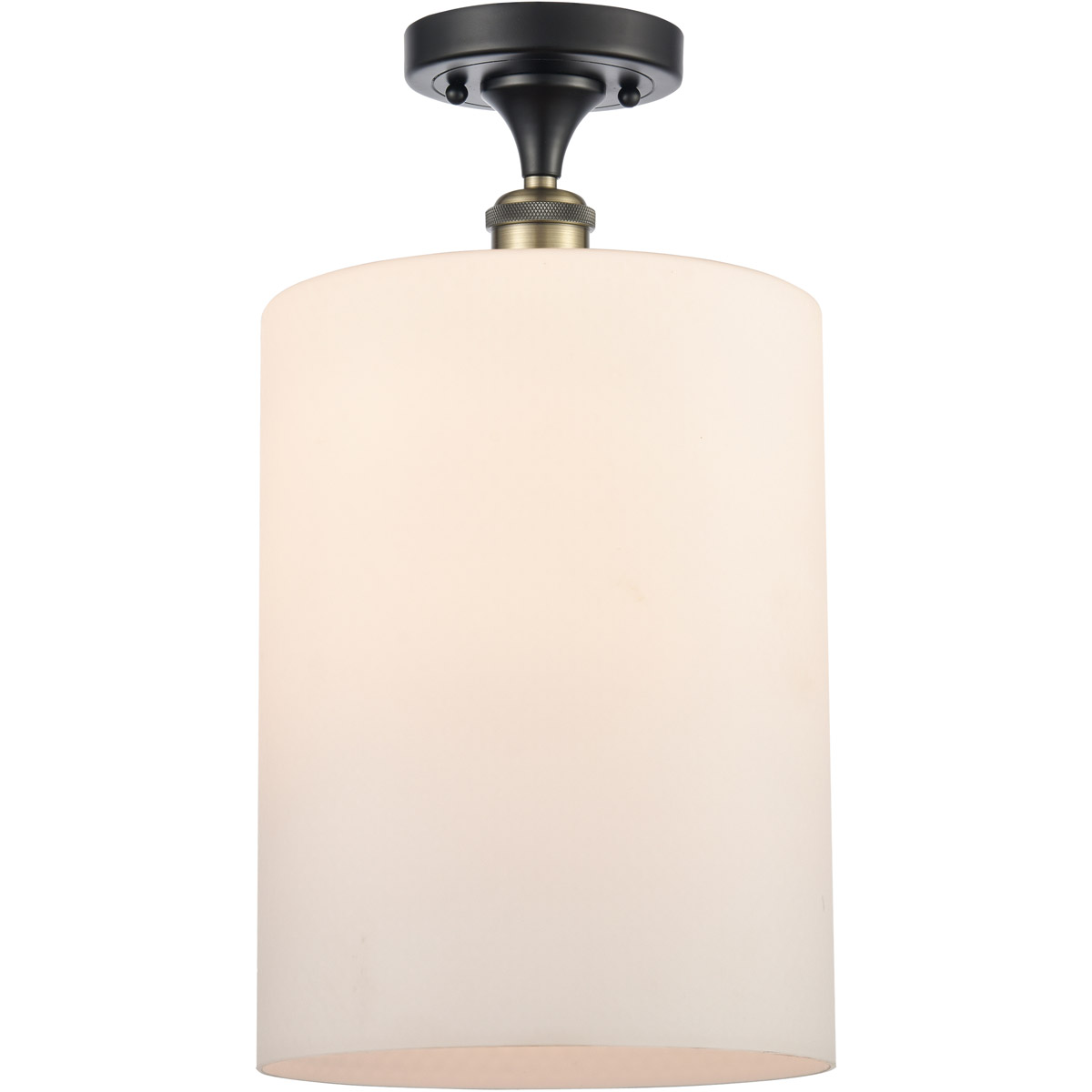 Innovations Lighting 516-1C-BAB-G111-L Ballston Large Cobbleskill 1 Light 9 inch Black Antique Brass Semi-Flush Mount Ceiling Light in Matte White Gla
