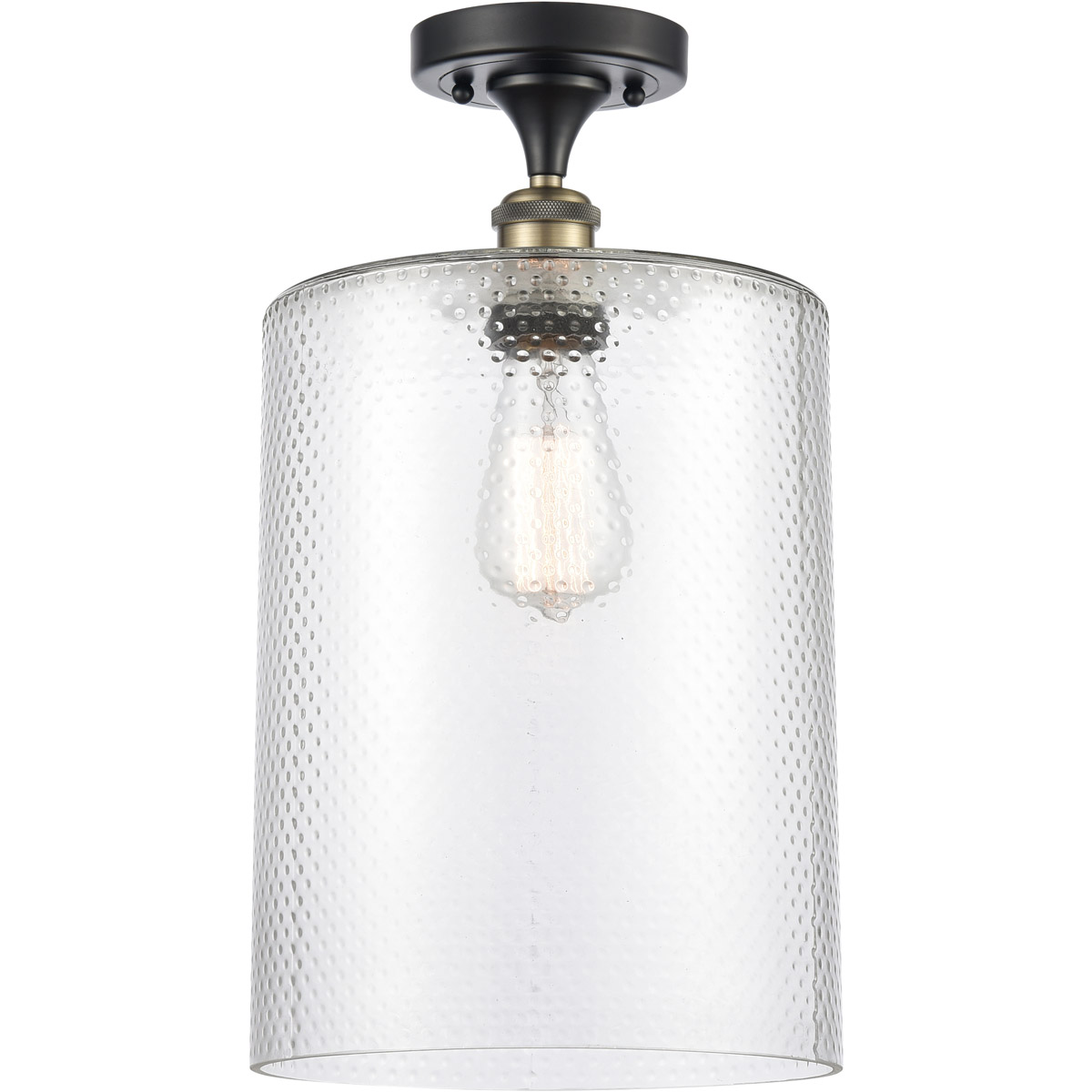 Innovations Lighting 516-1C-BAB-G112-L Ballston Large Cobbleskill 1 Light 9 inch Black Antique Brass Semi-Flush Mount Ceiling Light in Clear Glass, Ba