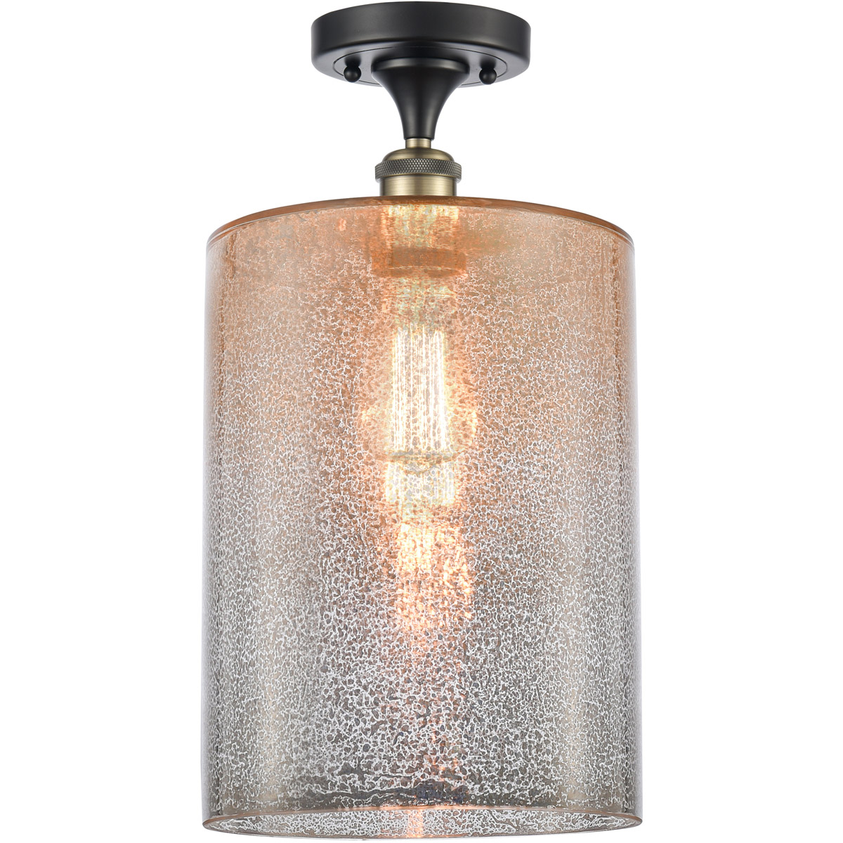 Innovations Lighting 516-1C-BAB-G116-L Ballston Large Cobbleskill 1 Light 9 inch Black Antique Brass Semi-Flush Mount Ceiling Light in Mercury Glass,