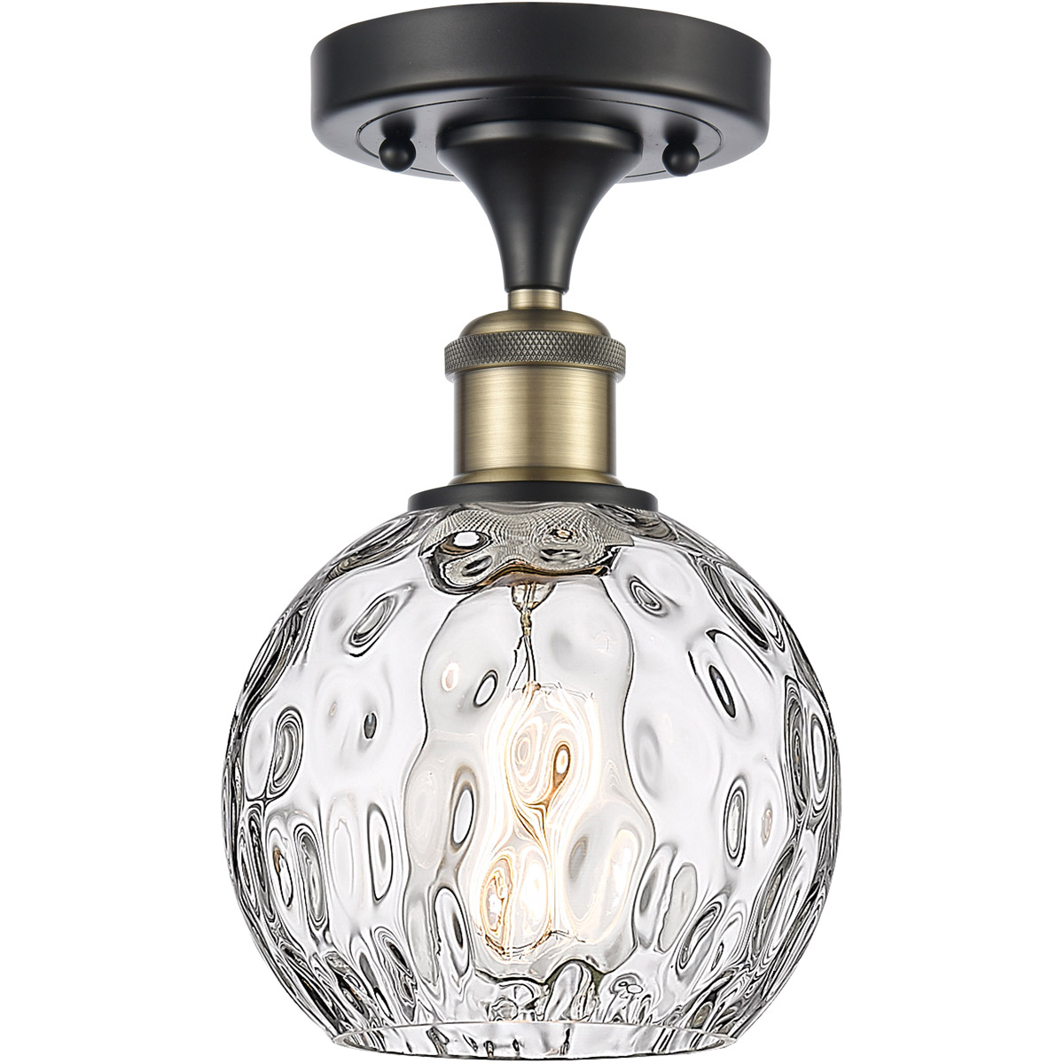 Innovations Lighting 516-1C-BAB-G1215-6-LED Ballston Athens Water Glass LED 6 inch Black Antique Brass Semi-Flush Mount Ceiling Light