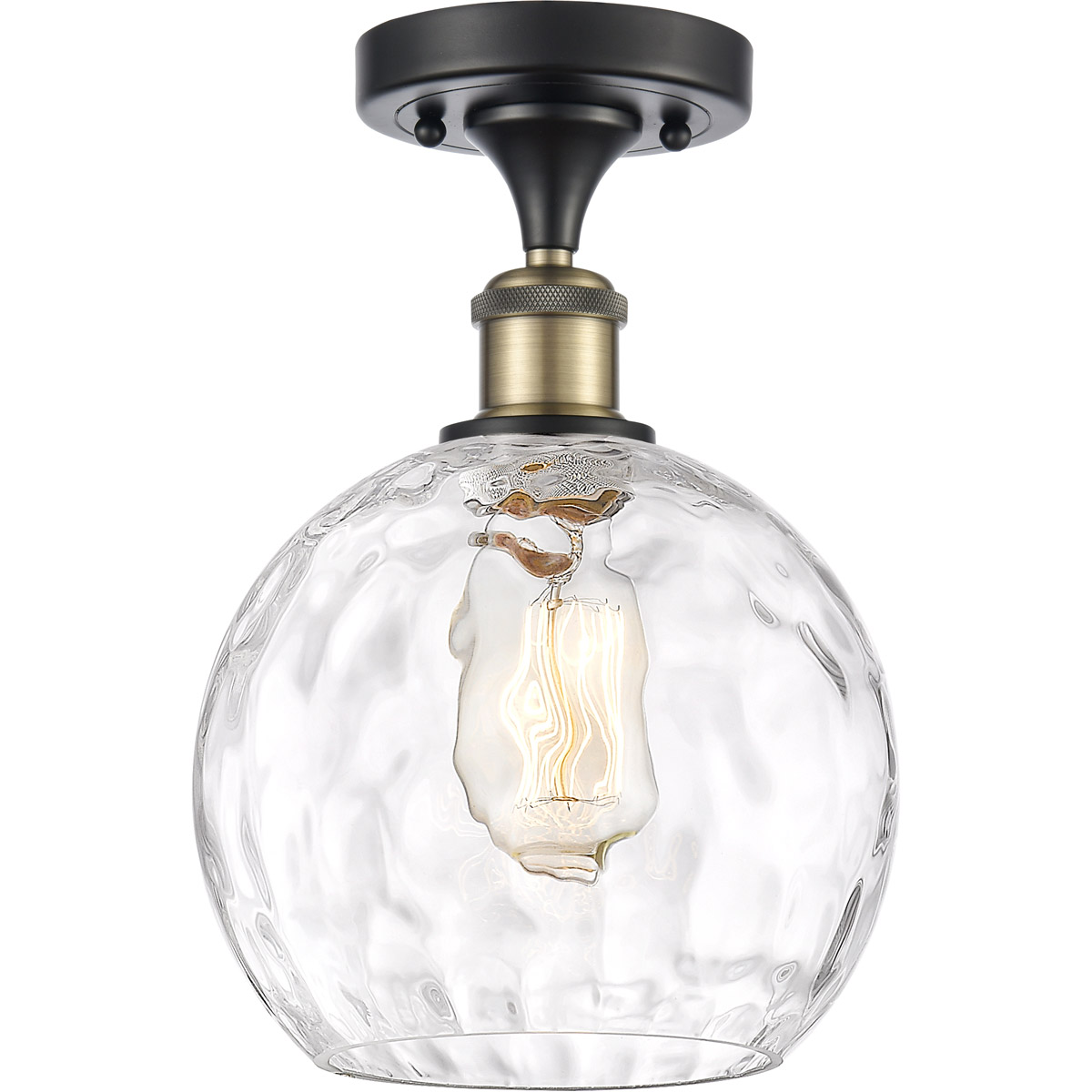 Innovations Lighting 516-1C-BAB-G1215-8-LED Ballston Athens Water Glass LED 8 inch Black Antique Brass Semi-Flush Mount Ceiling Light
