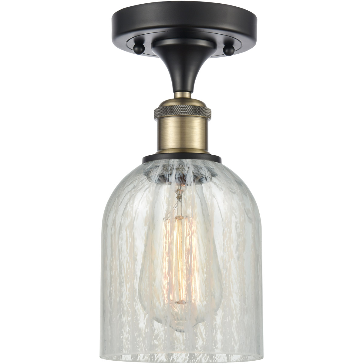 Innovations Lighting 516-1C-BAB-G2511-LED Ballston Caledonia LED 5 inch Black Antique Brass Semi-Flush Mount Ceiling Light in Mouchette Glass, Ballsto