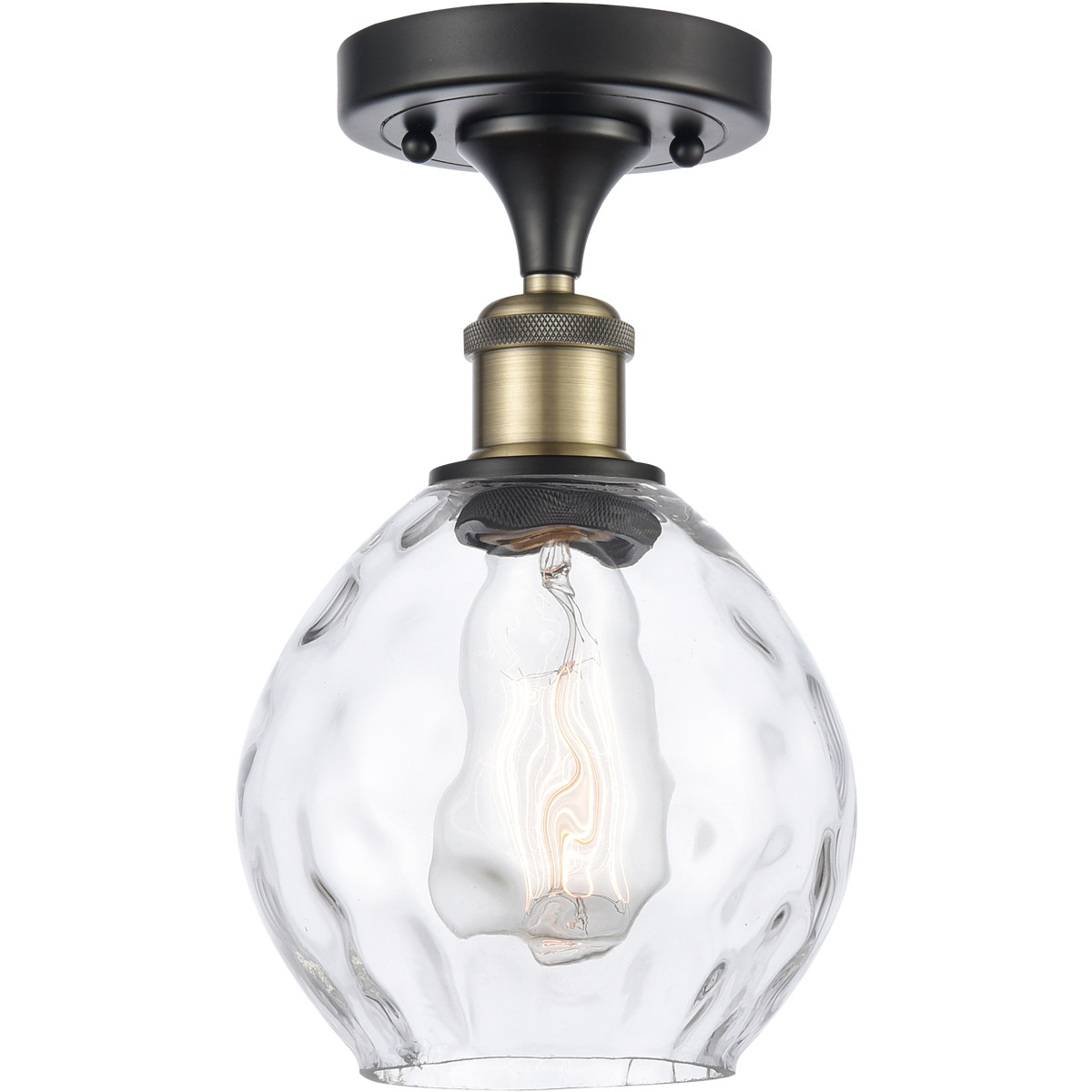 Innovations Lighting 516-1C-BAB-G362-LED Ballston Small Waverly LED 6 inch Black Antique Brass Semi-Flush Mount Ceiling Light, Ballston